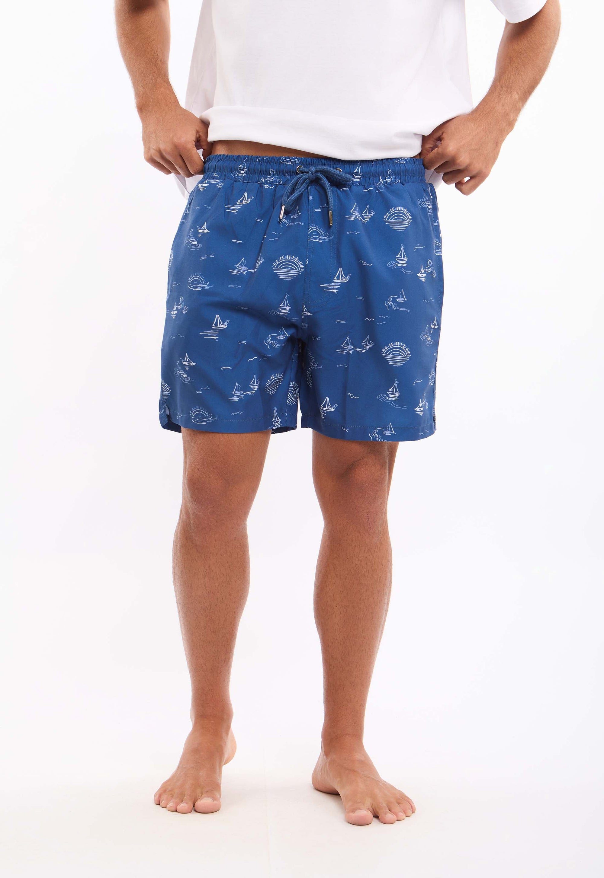 Boat Pattern Slip On Swim Shorts