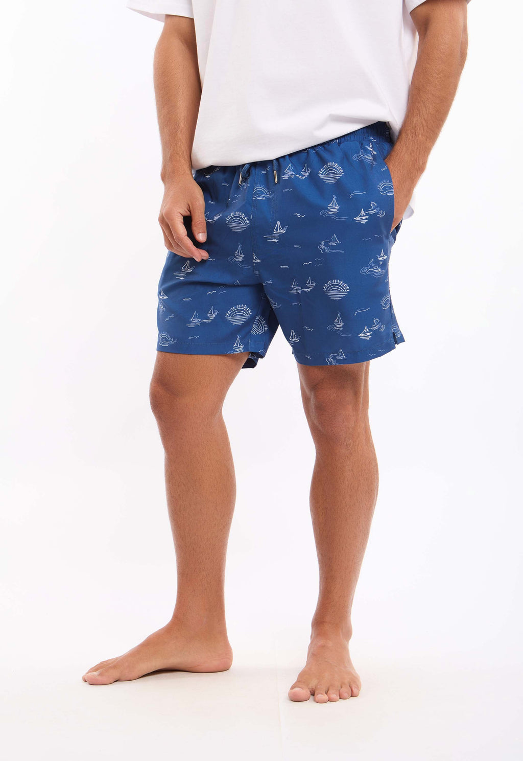 Boat Pattern Slip On Swim Shorts