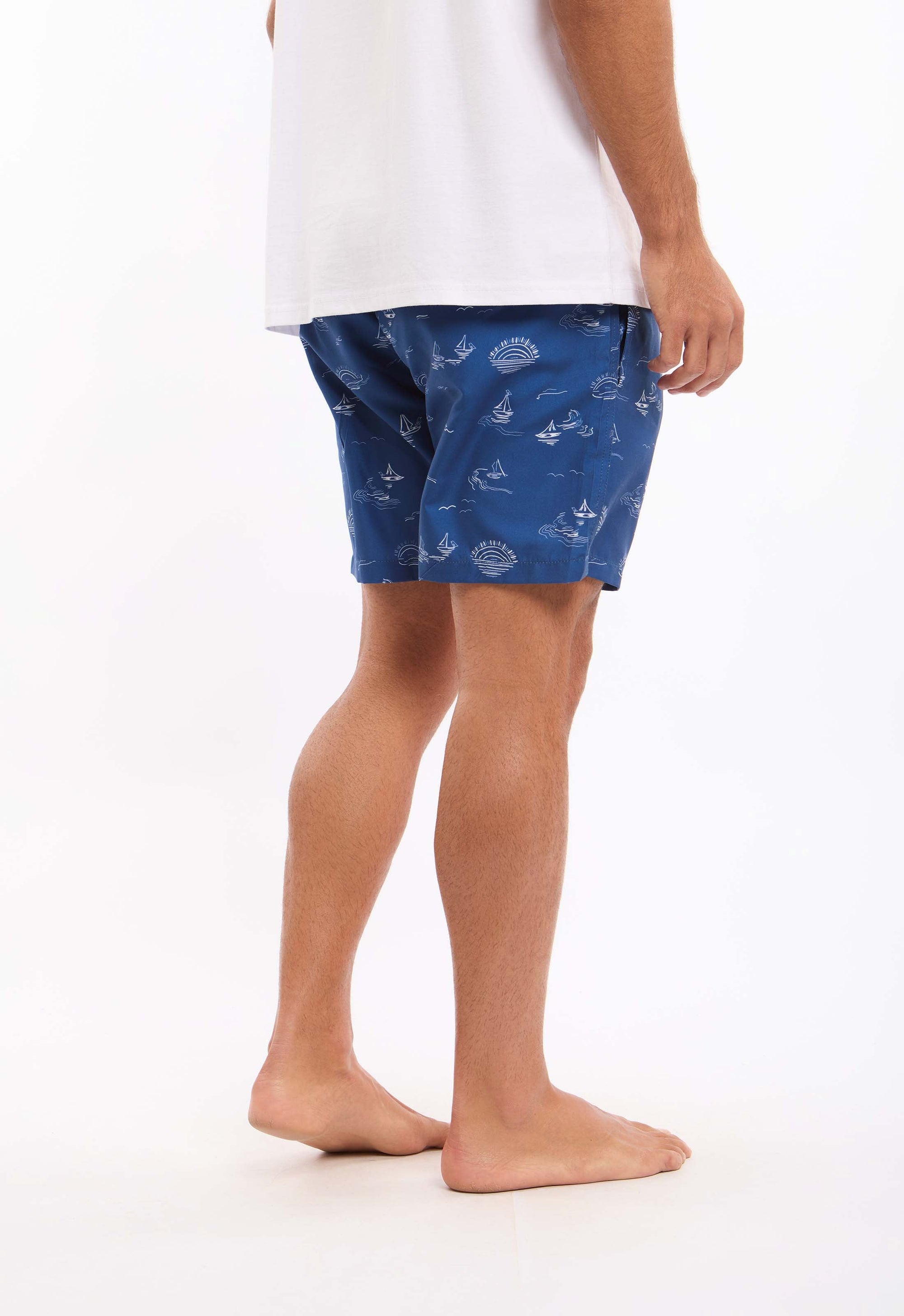 Boat Pattern Slip On Swim Shorts