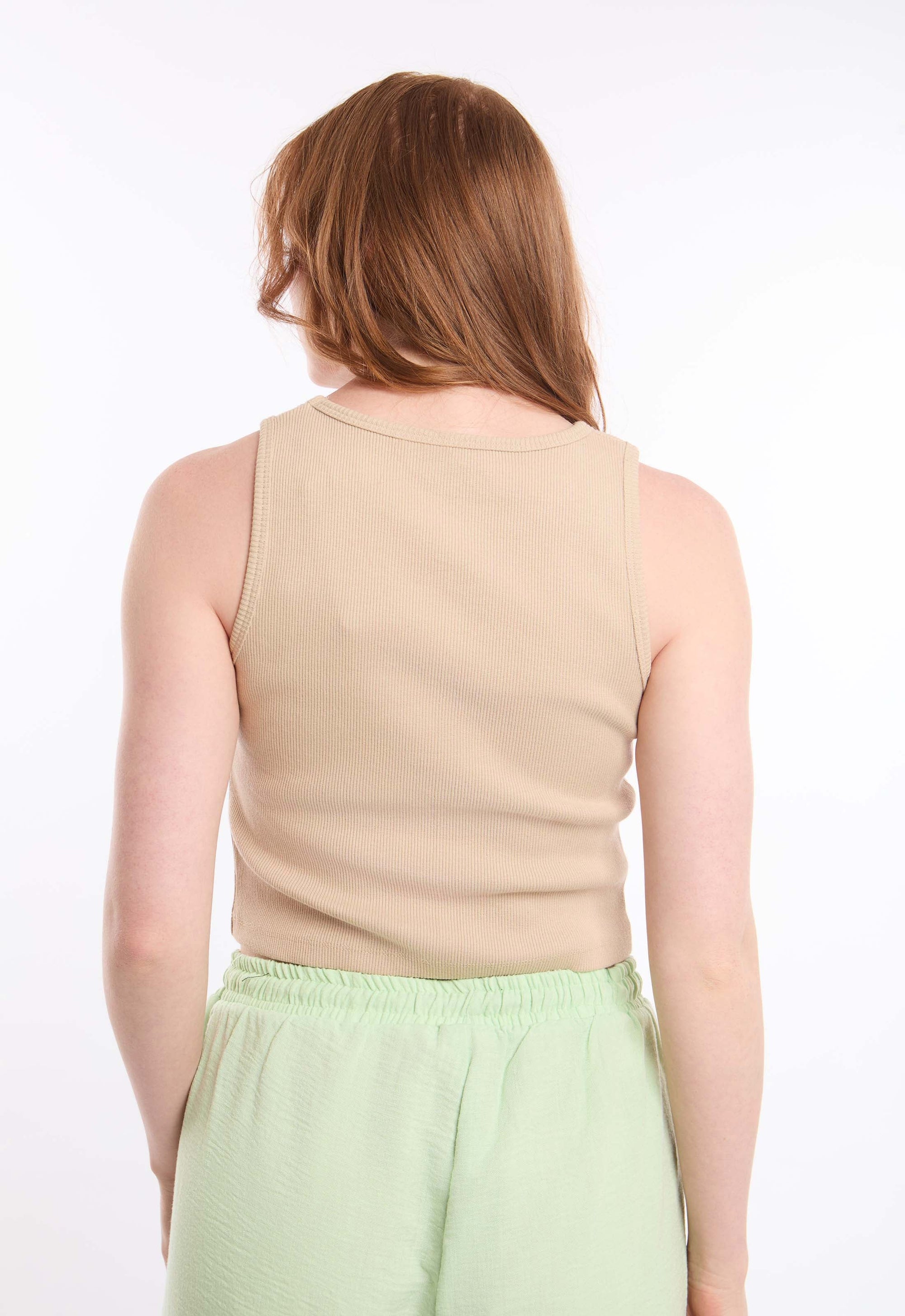 Printed Sleeveless Casual Ribbed Top