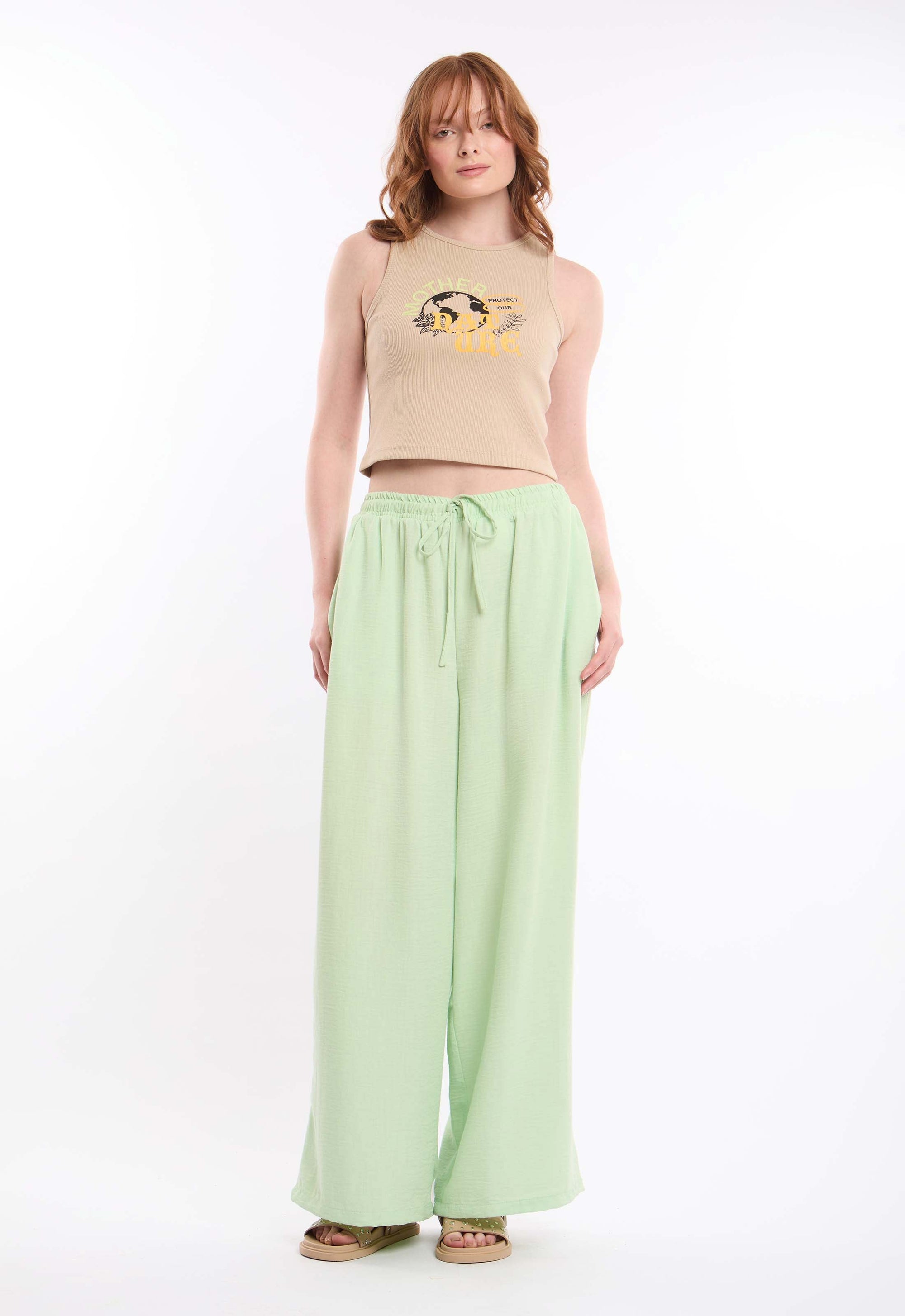 Printed Sleeveless Casual Ribbed Top