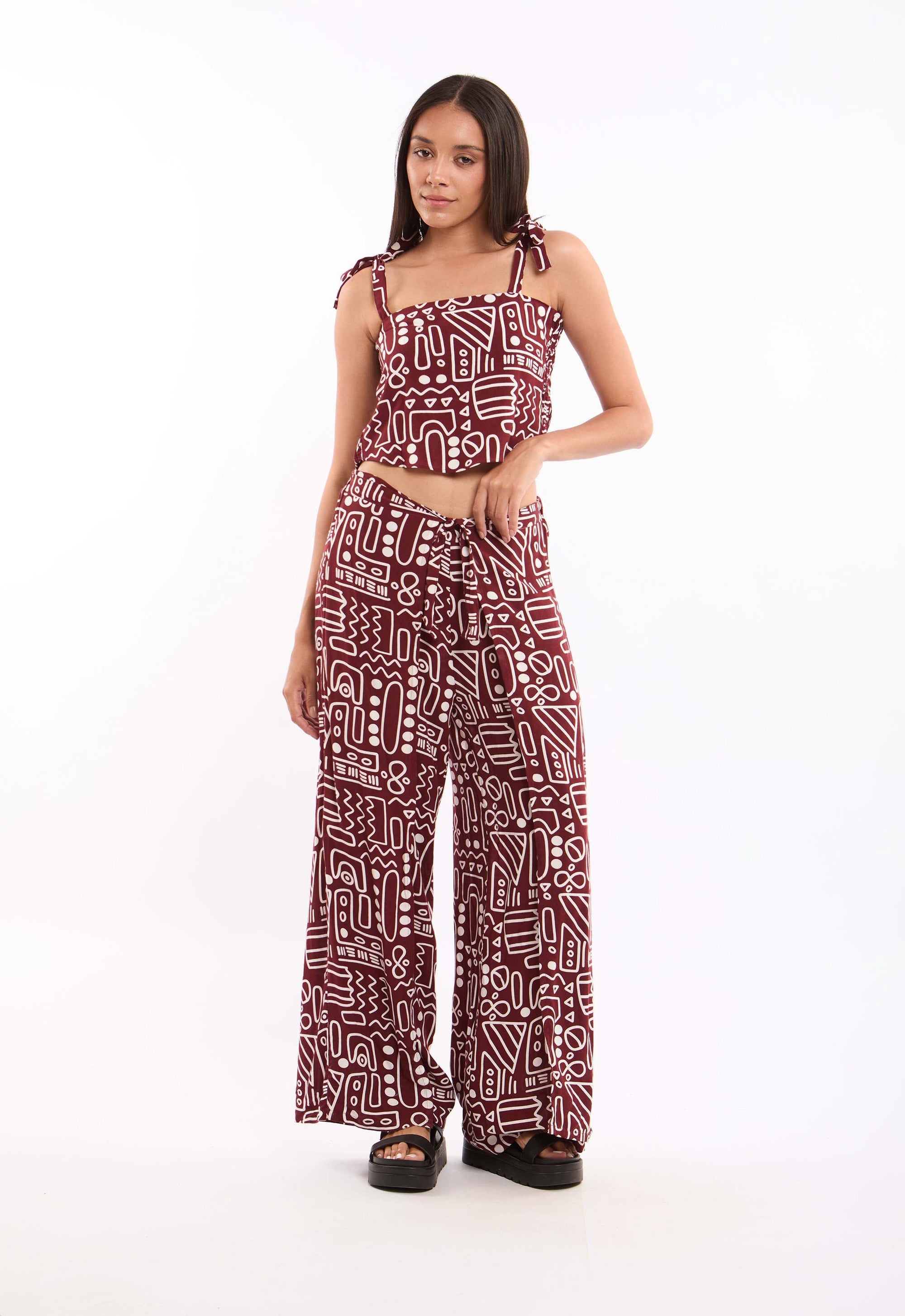 Women's Wrap Wide-Leg Pants Multicolor