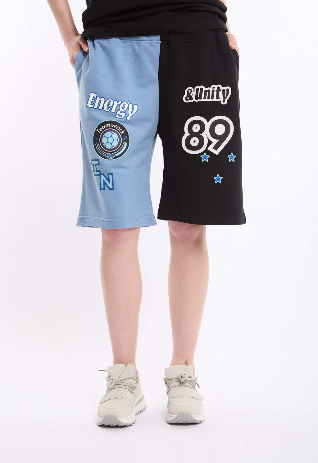 Split-Leg Shorts with Graphic Prints