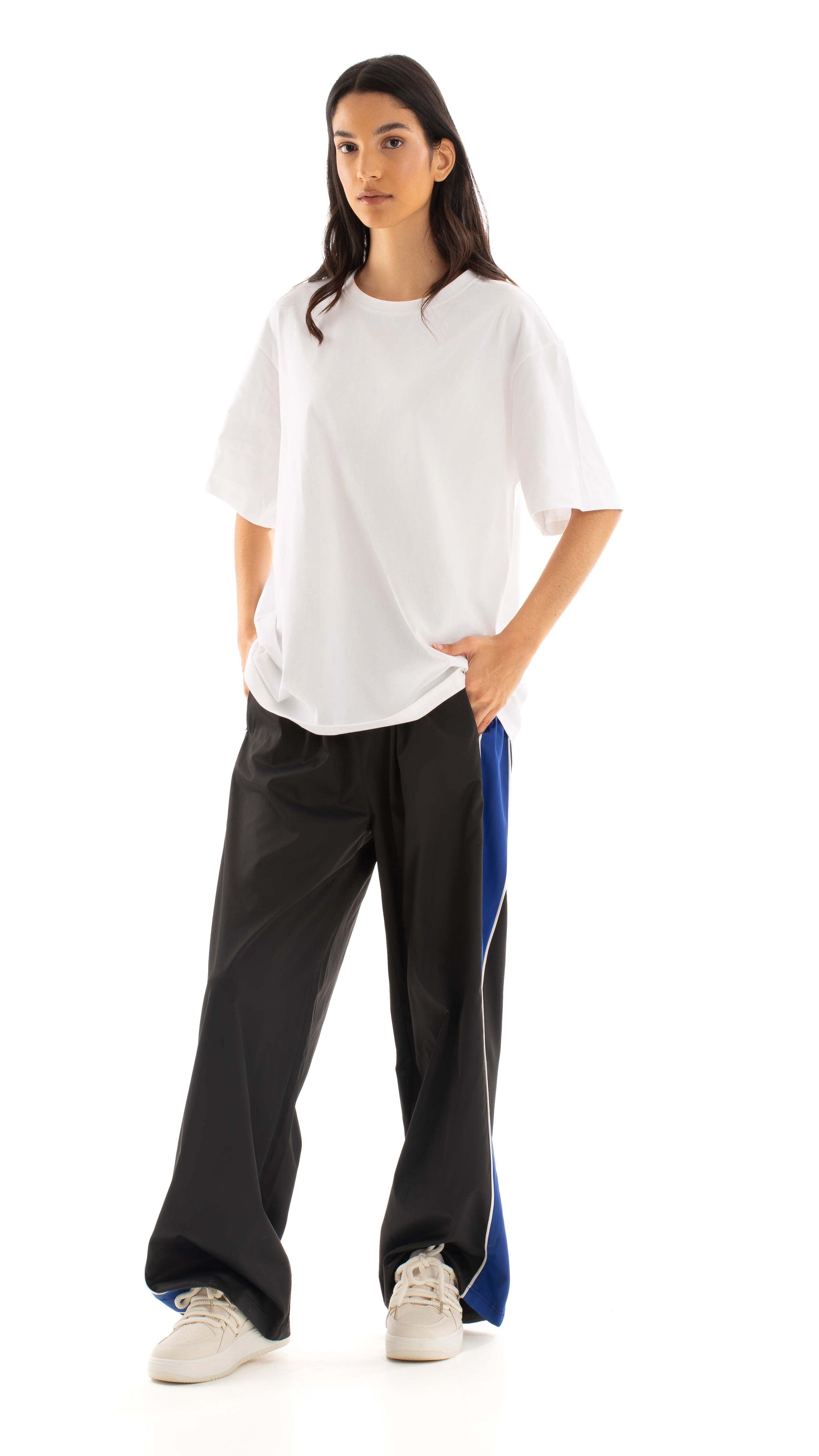 Wide-Leg Pants with Two-Tone Design