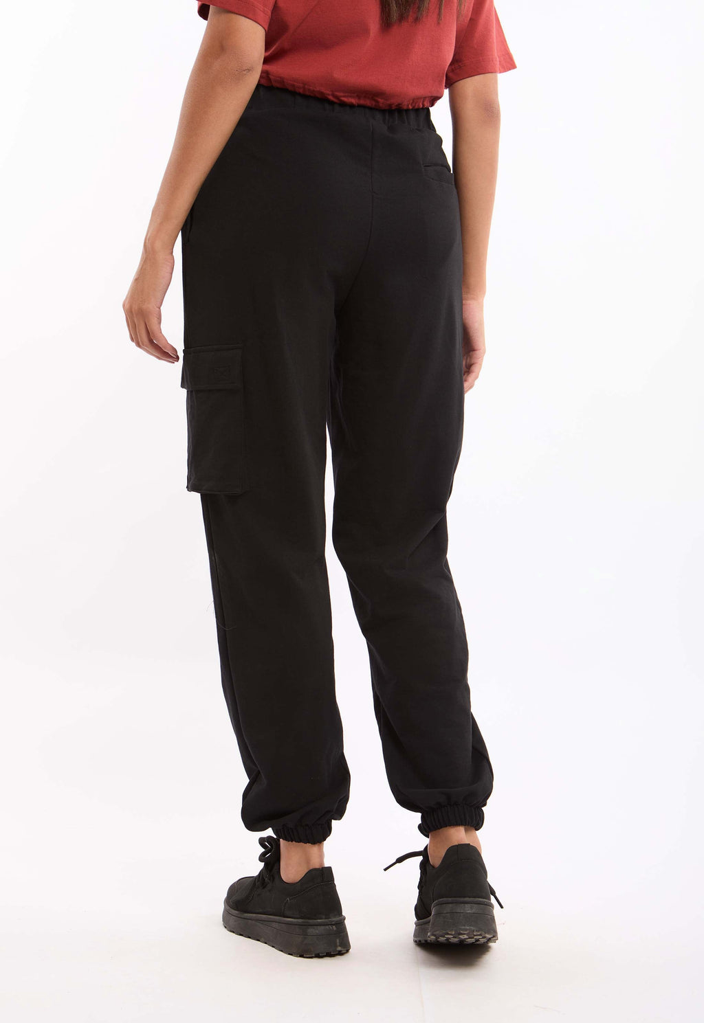 Solid Cargo Sweatpants with Buckled Belt