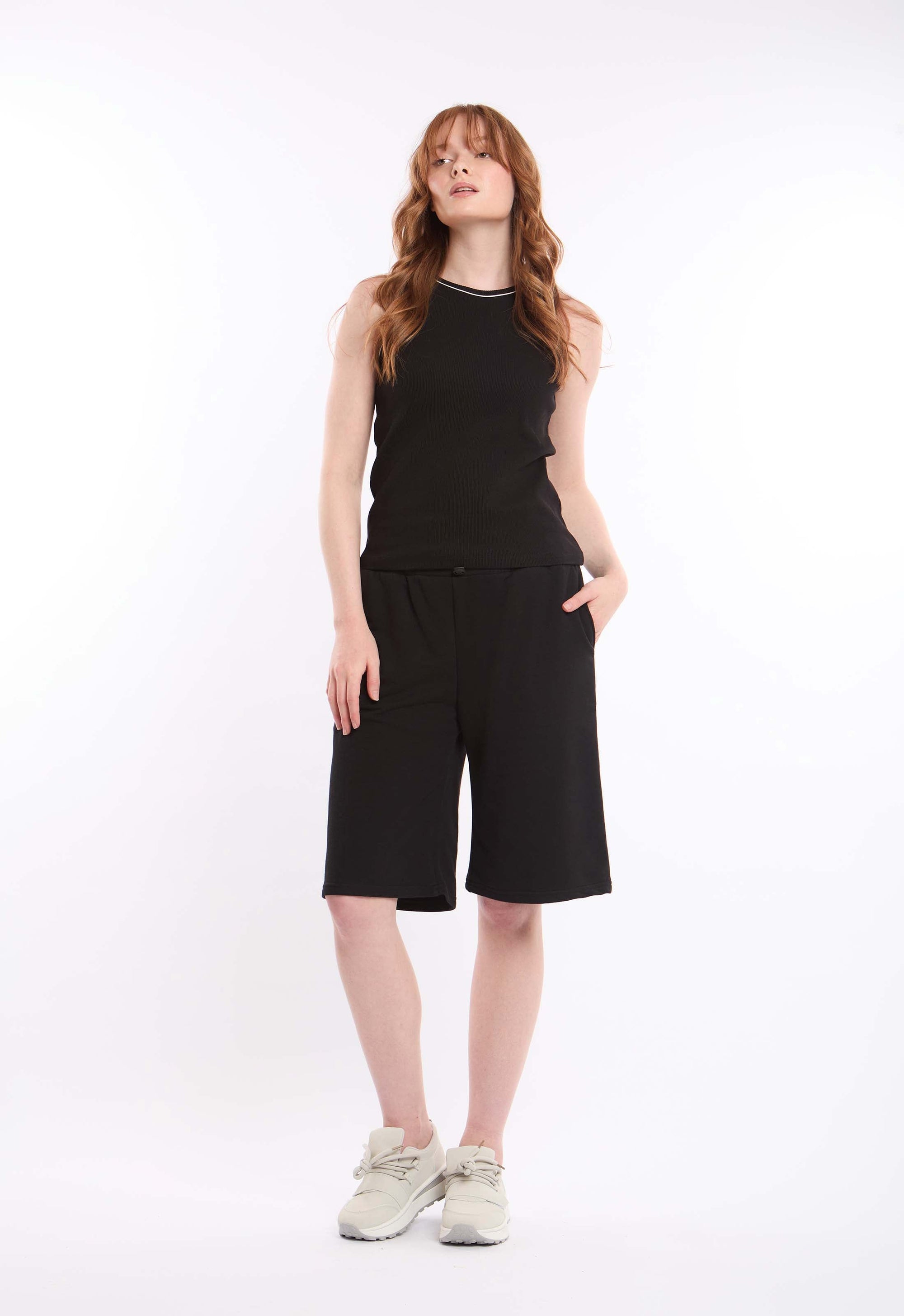 Slip On Long Shorts with Drawstring Waist
