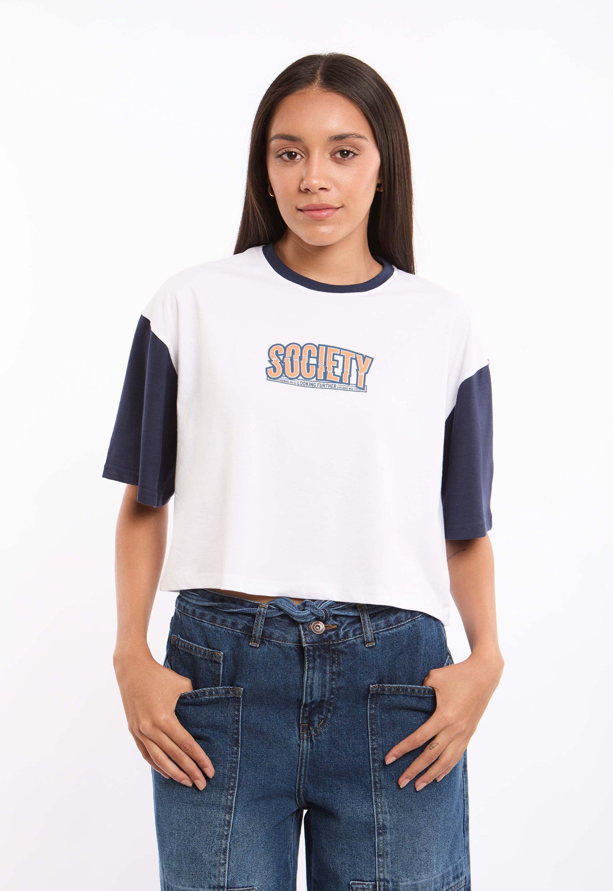 Relaxed Fit Bi-Tone Slip On Tee