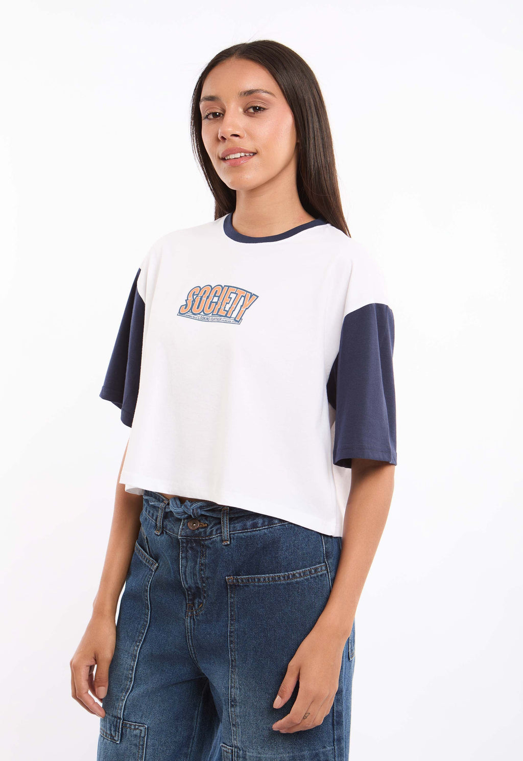Relaxed Fit Bi-Tone Slip On Tee