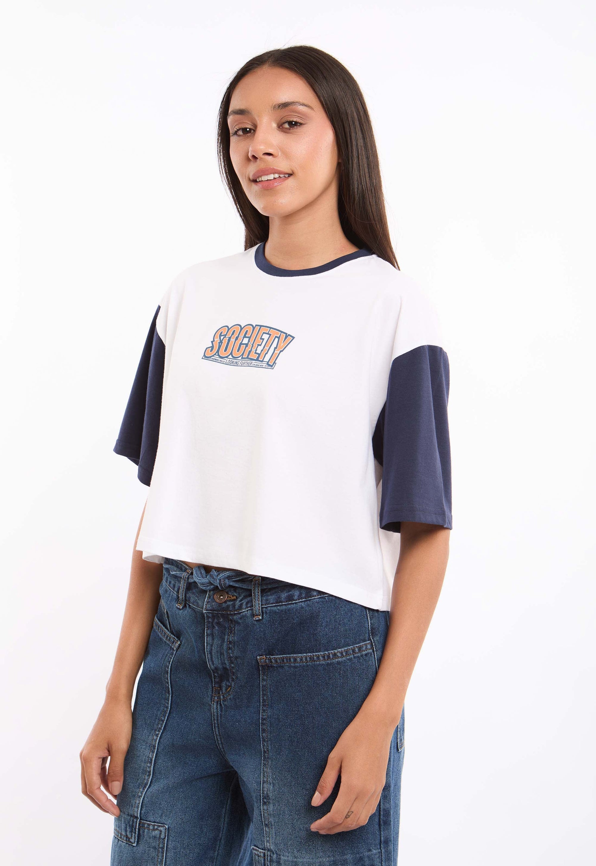 Relaxed Fit Bi-Tone Slip On Tee