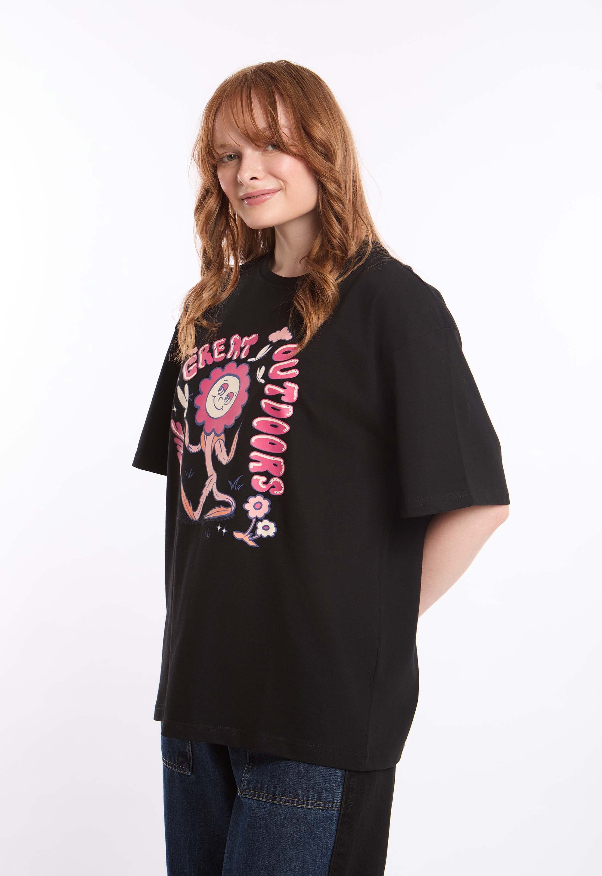 Printed Crew Neck Relaxed Long Tee