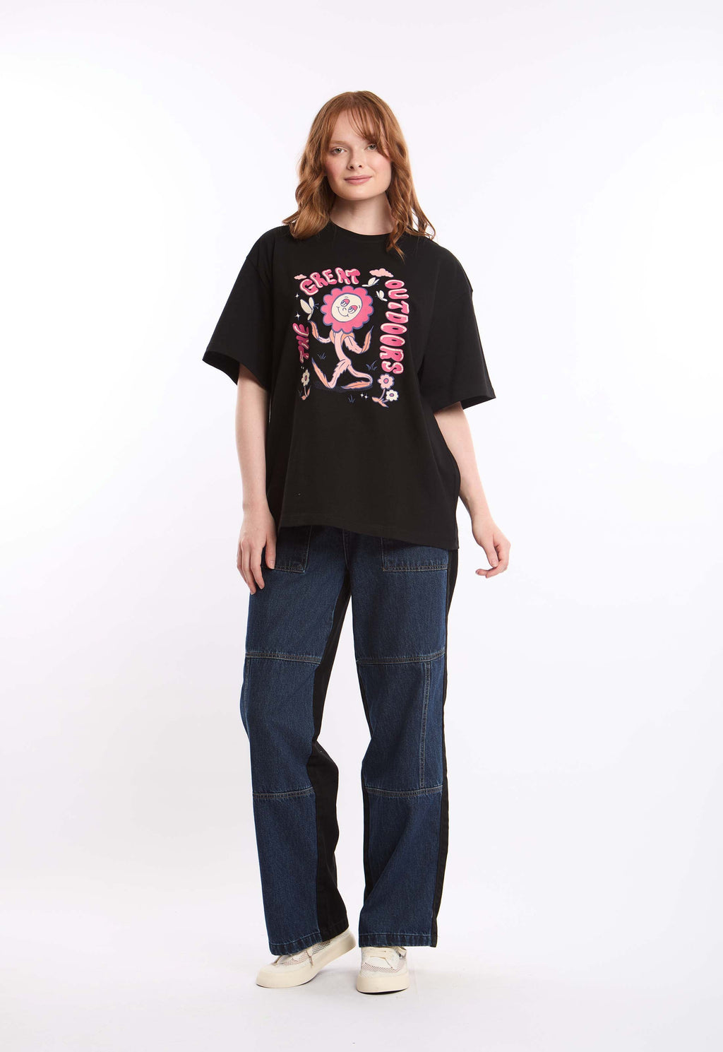 Printed Crew Neck Relaxed Long Tee