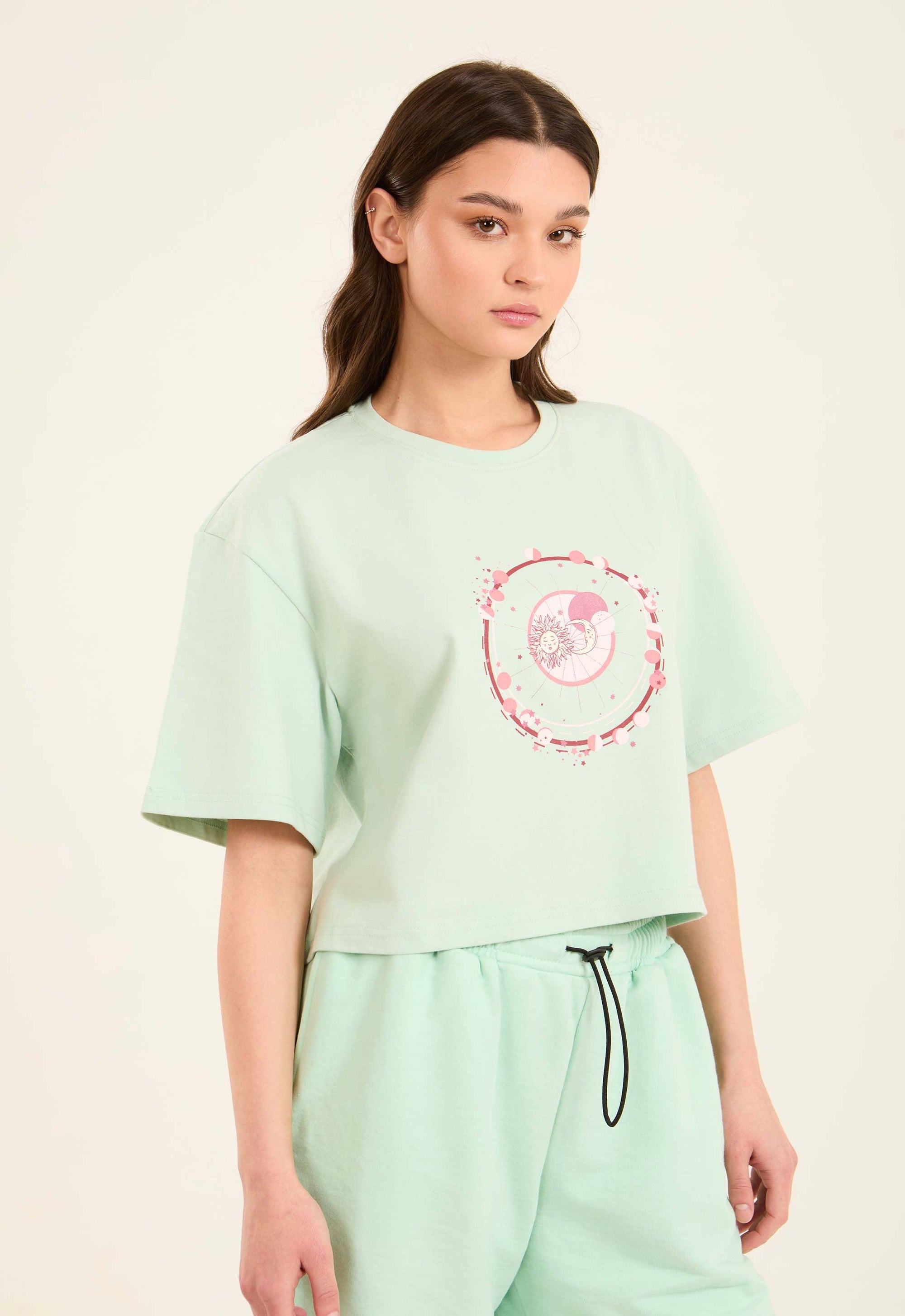 Slip On Relaxed Fit Short Tee with Elbow Sleeves
