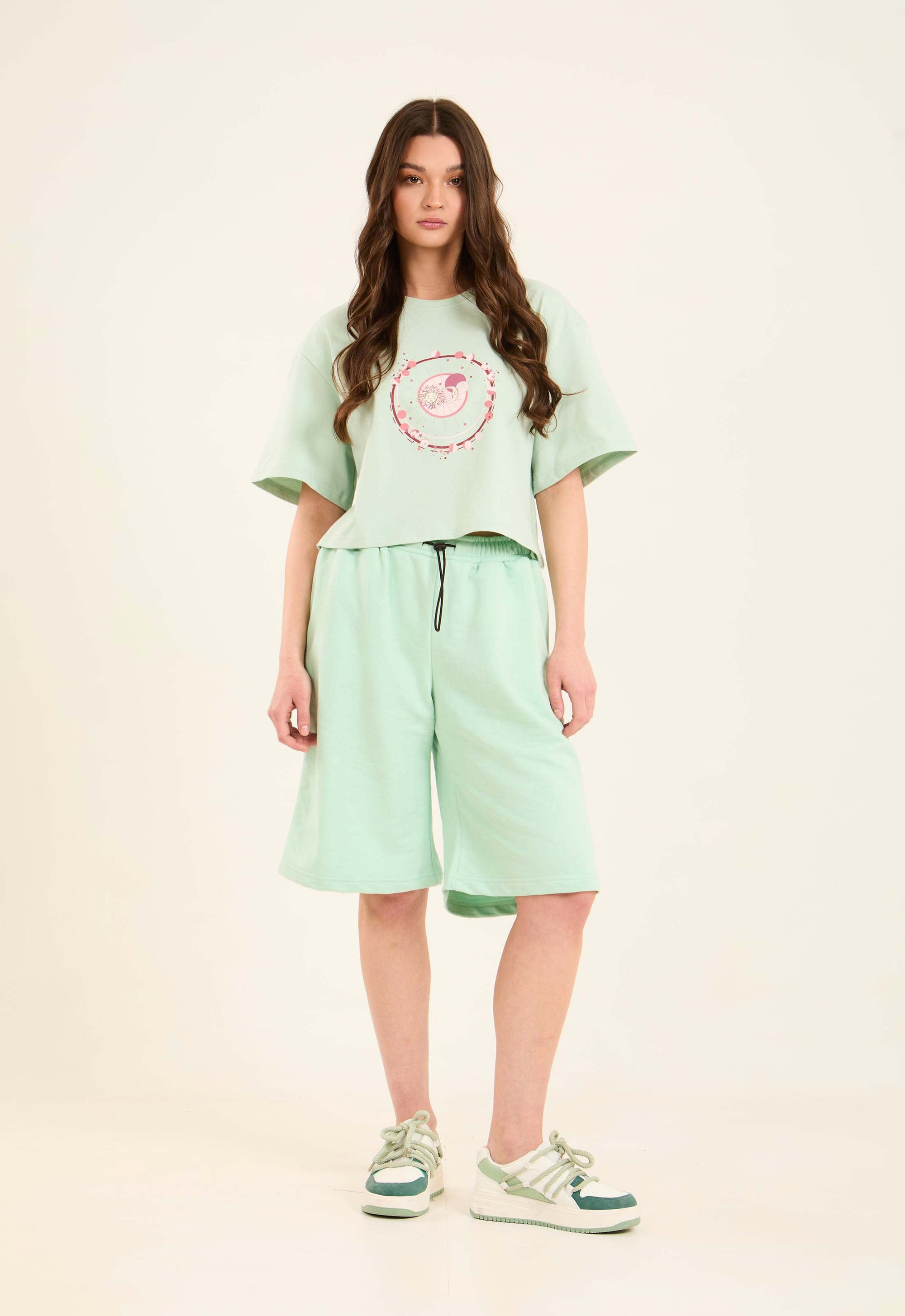 Slip On Relaxed Fit Short Tee with Elbow Sleeves