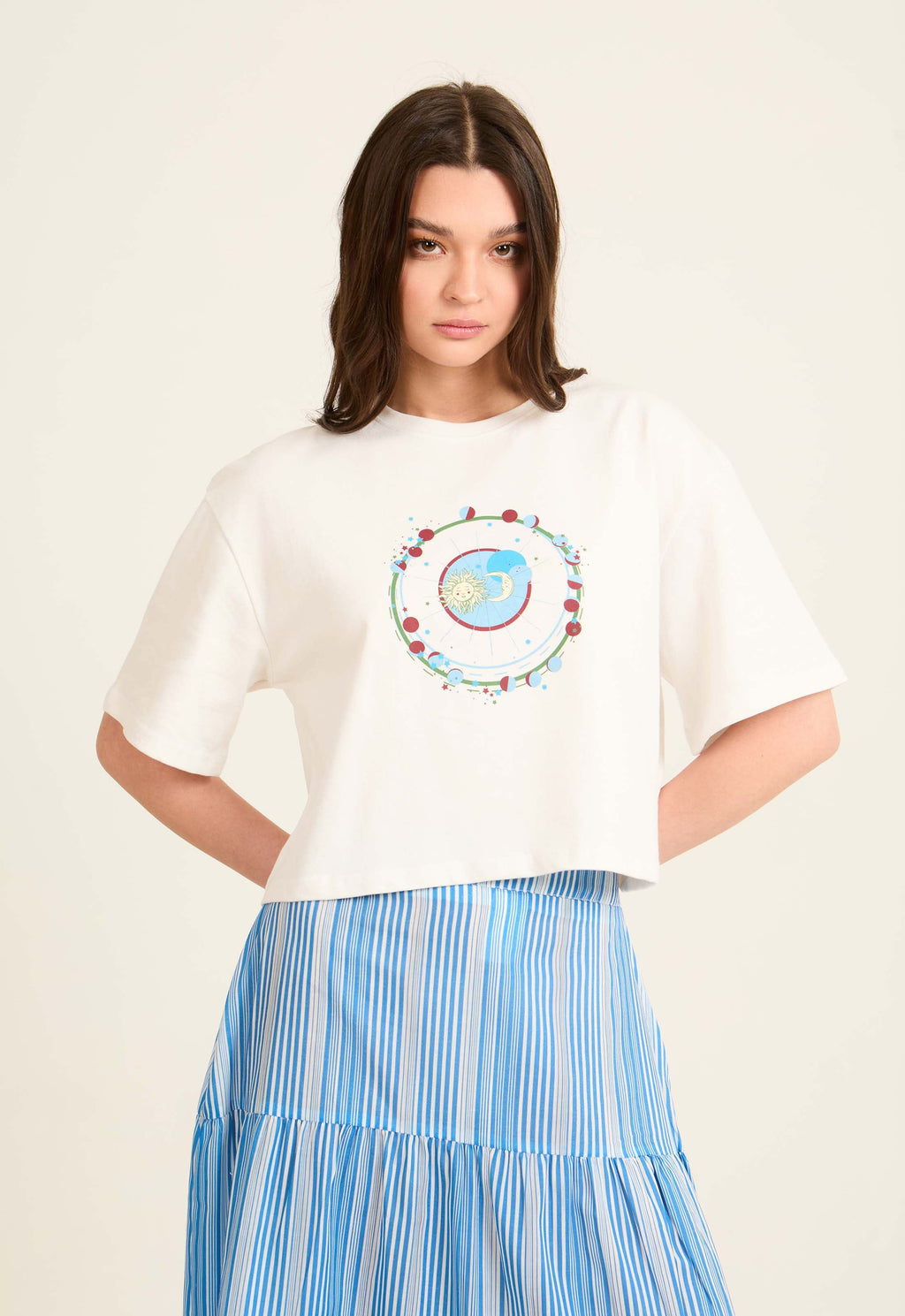 Slip On Relaxed Fit Short Tee with Elbow Sleeves