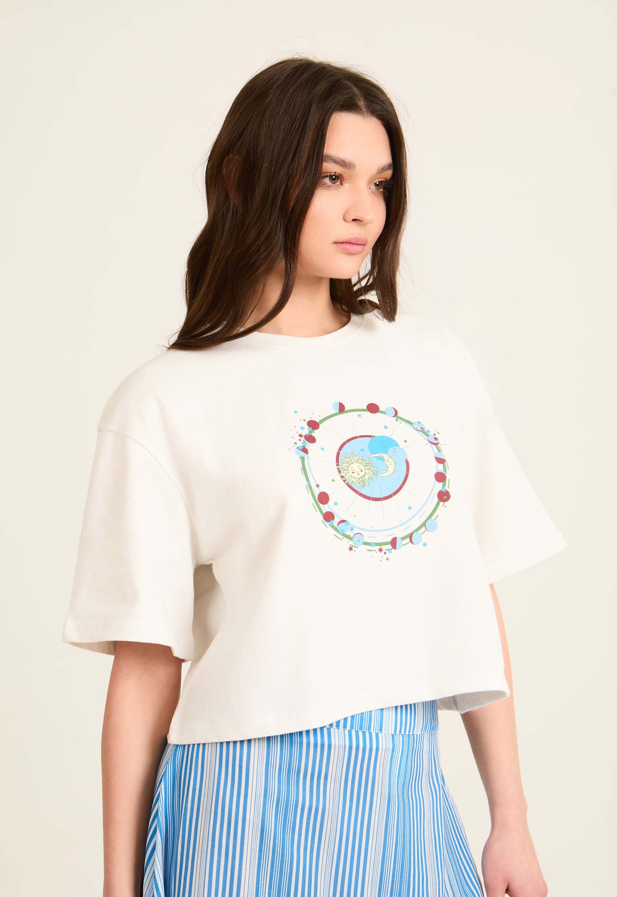 Slip On Relaxed Fit Short Tee with Elbow Sleeves