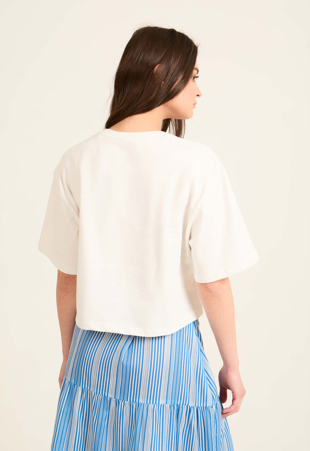 Slip On Relaxed Fit Short Tee with Elbow Sleeves