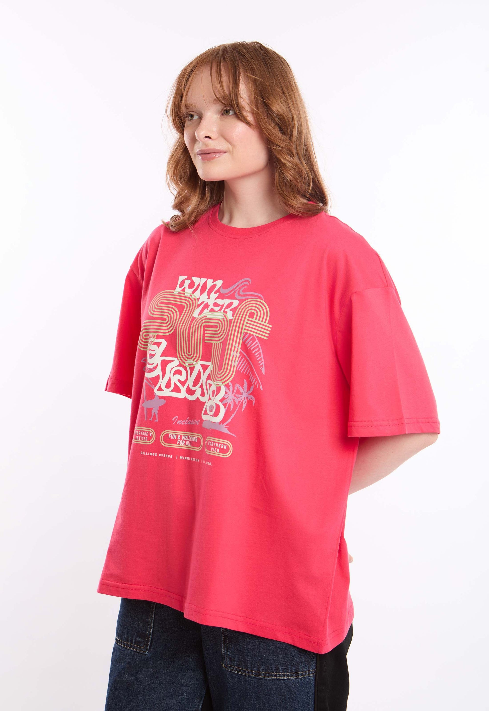 "Winter" Printed Elbow Sleeves Cotton Tee