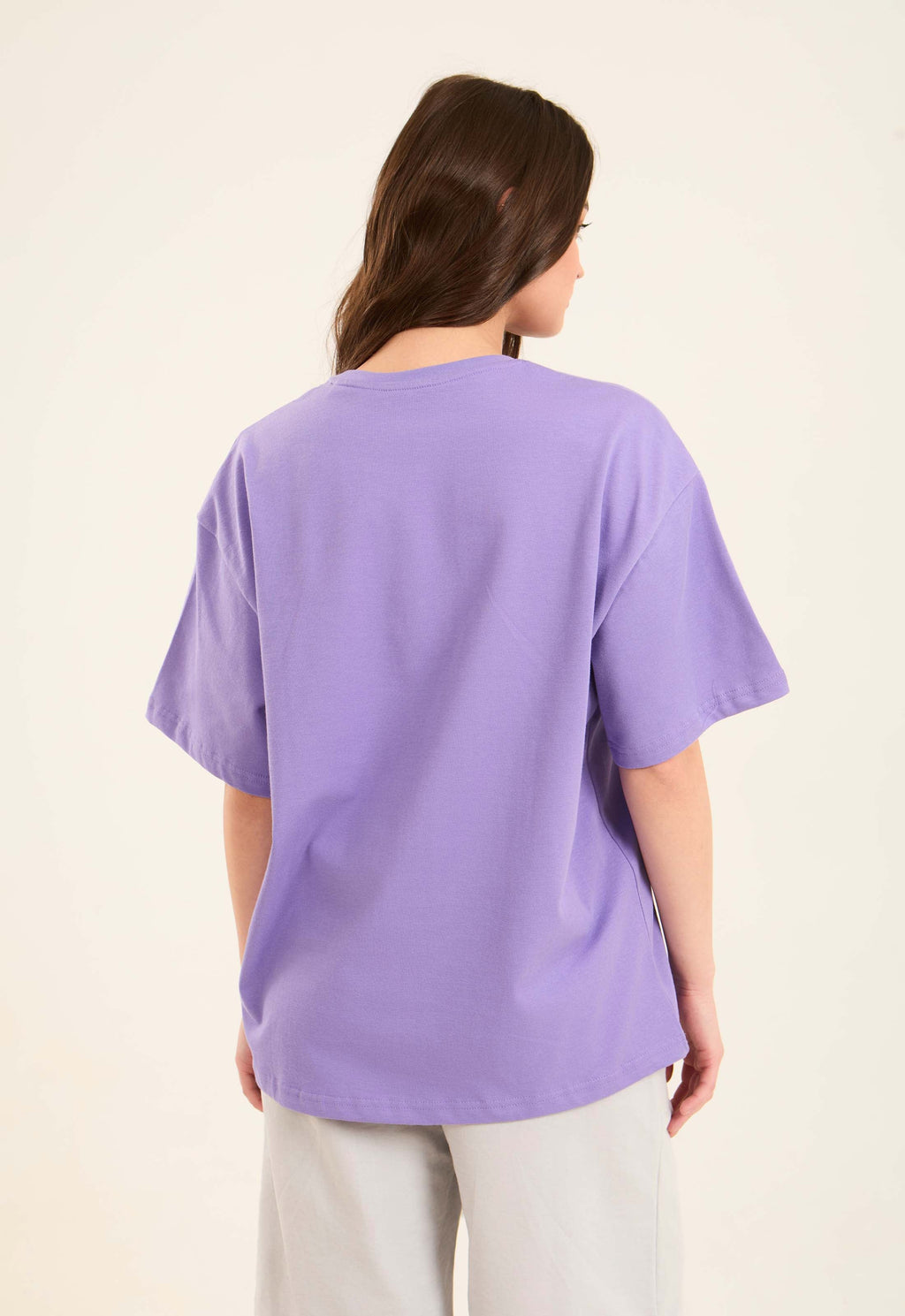 تي شيرت نسائي تي شيرت كبير الحجم قطني/أرجواني