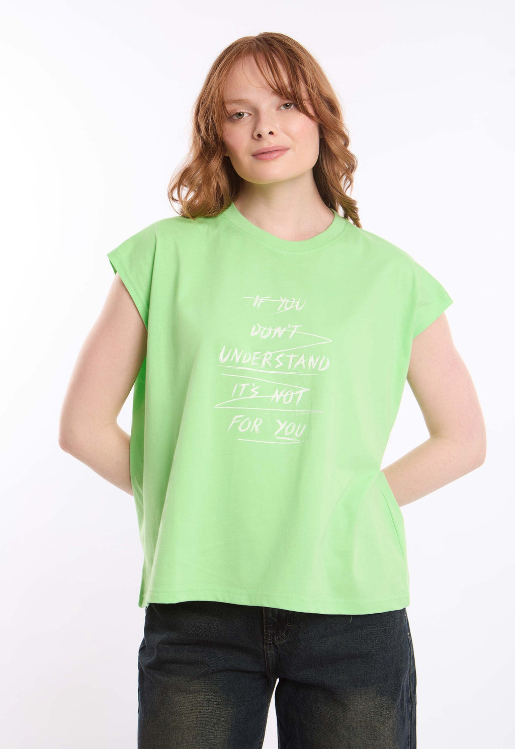 Printed Cap Sleeves Relaxed Fit Tee