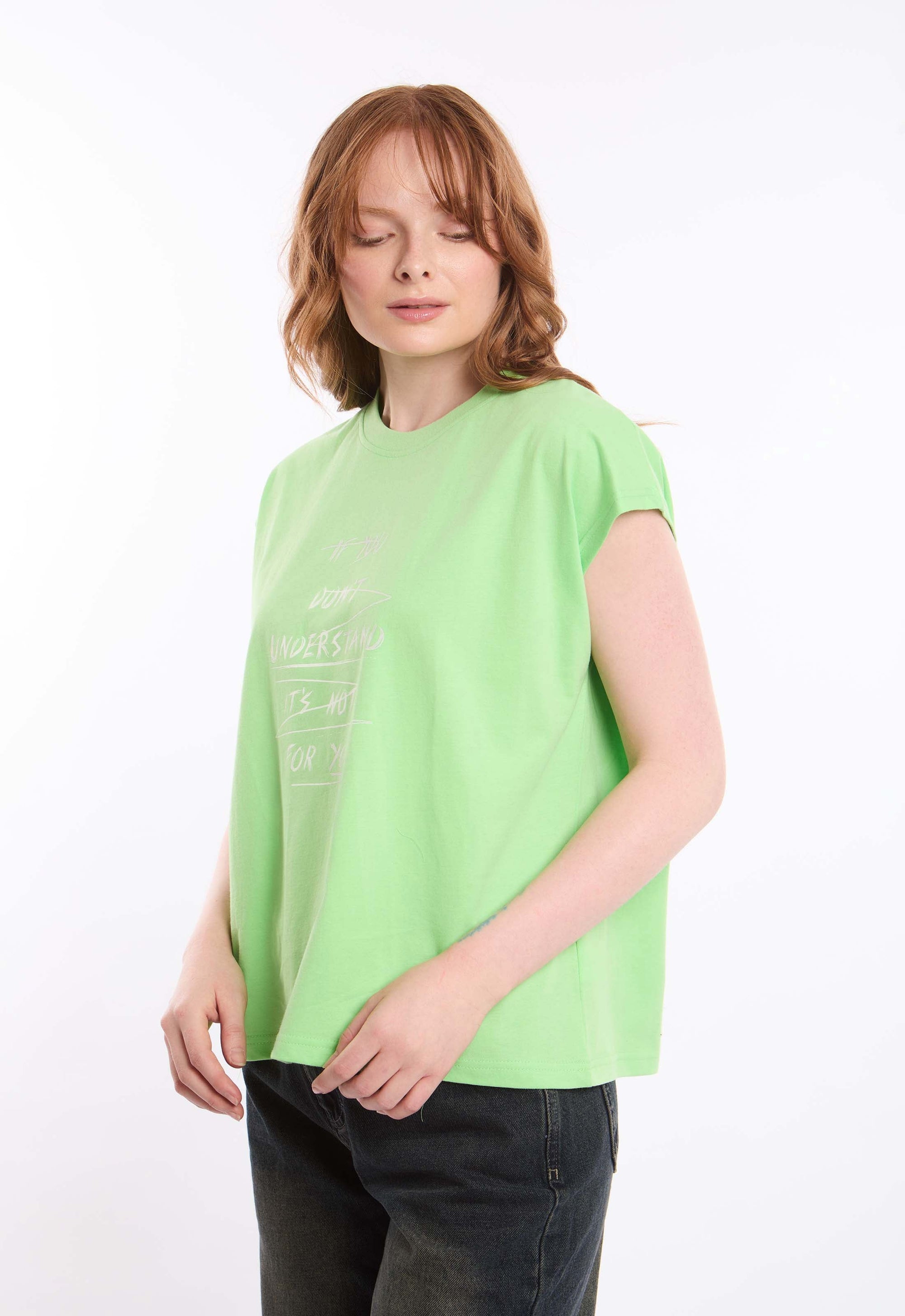 Printed Cap Sleeves Relaxed Fit Tee