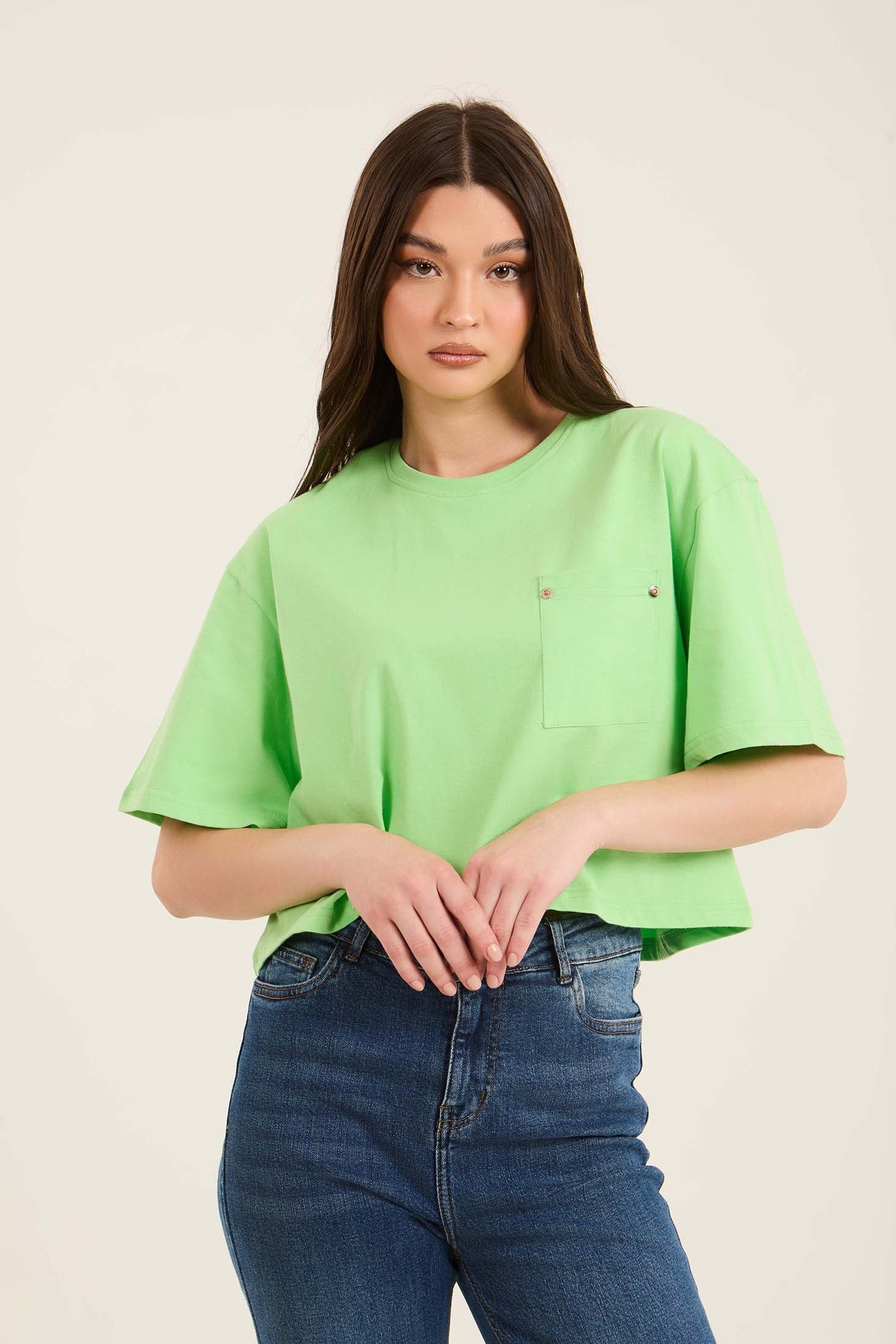Front Patched Pocket Elbow Sleeves Tee