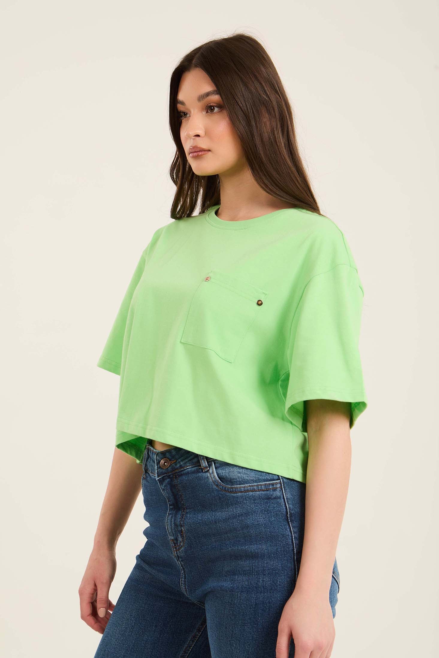 Front Patched Pocket Elbow Sleeves Tee