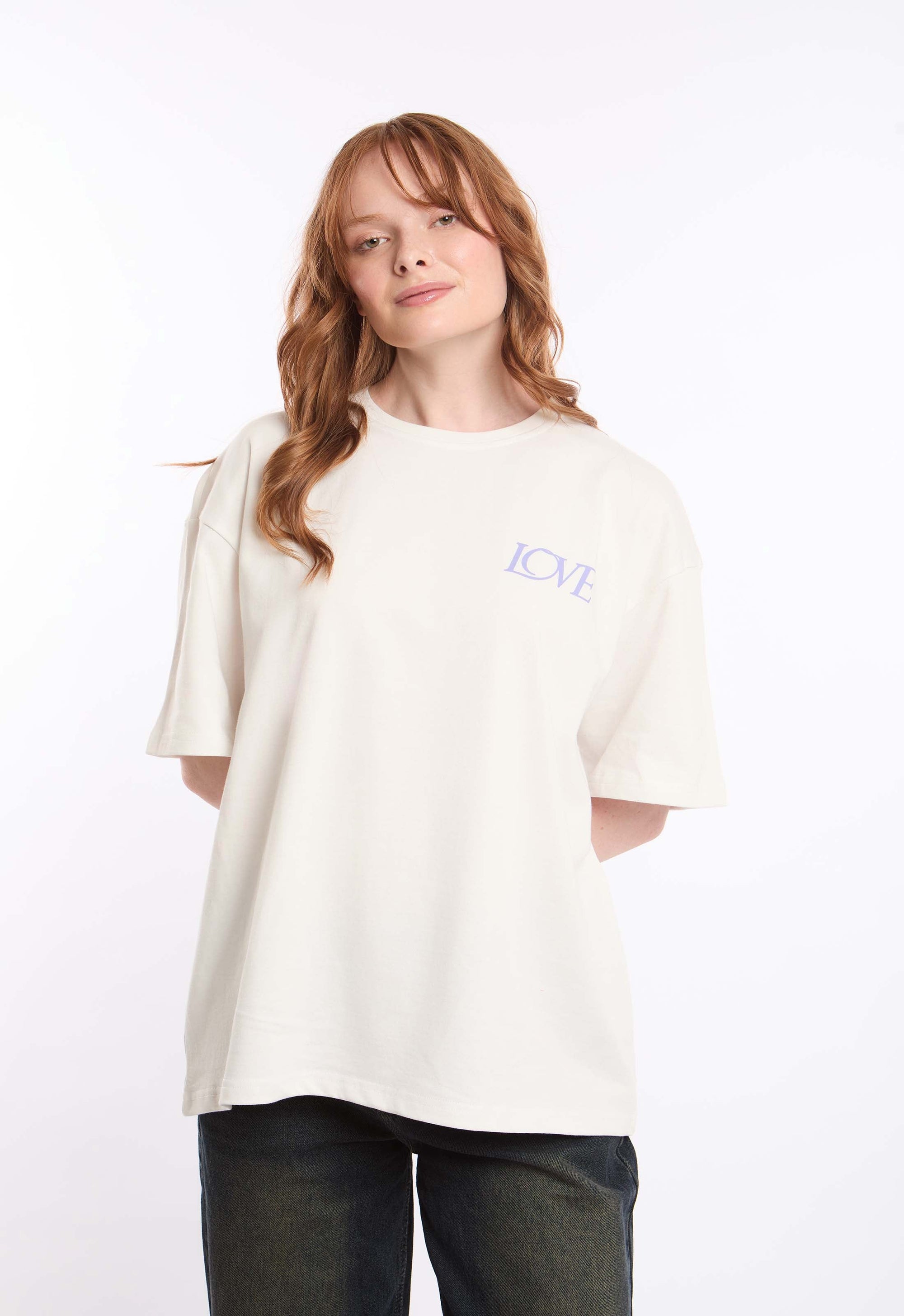 "Love" Print Cotton Long Tee