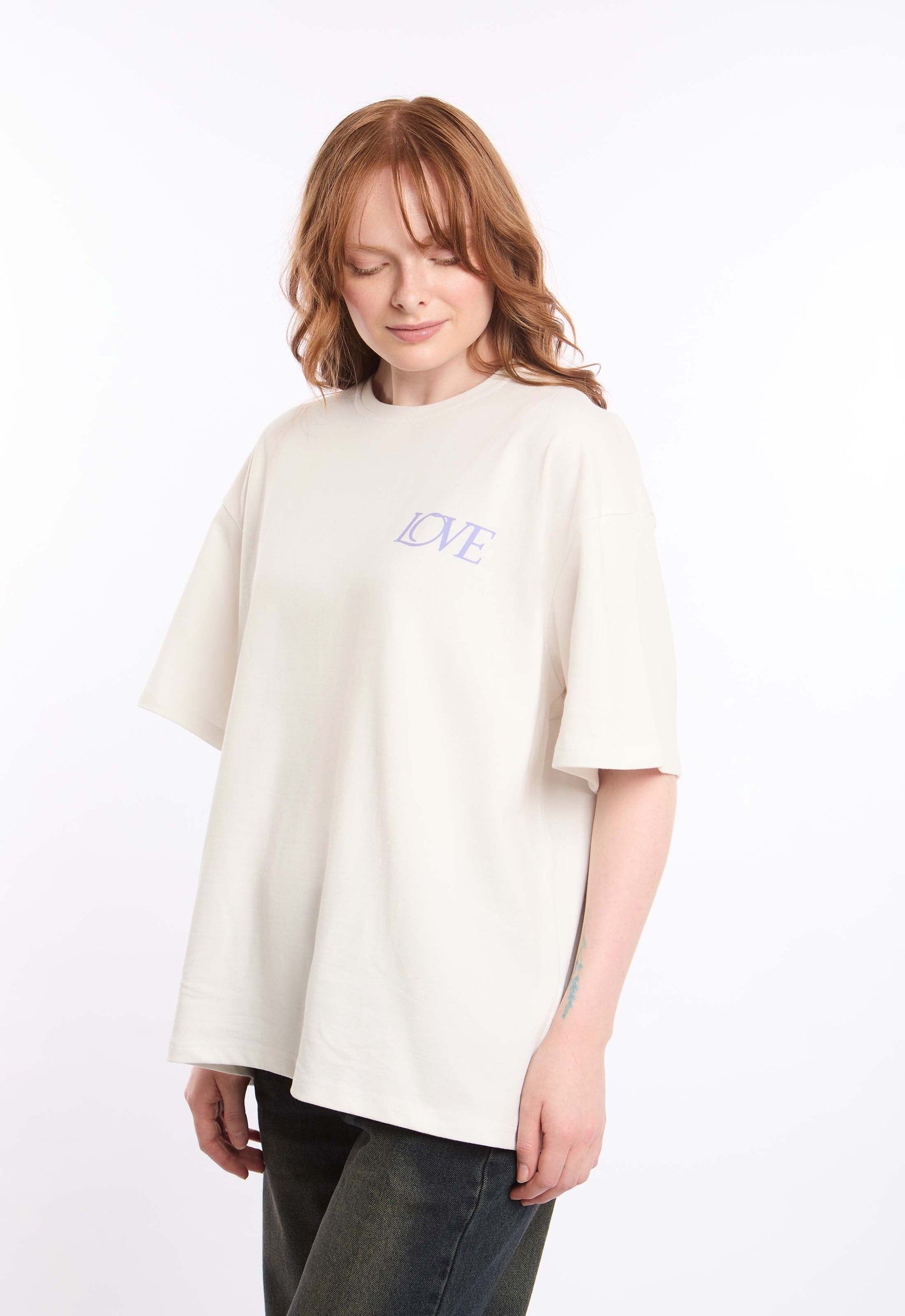 "Love" Print Cotton Long Tee