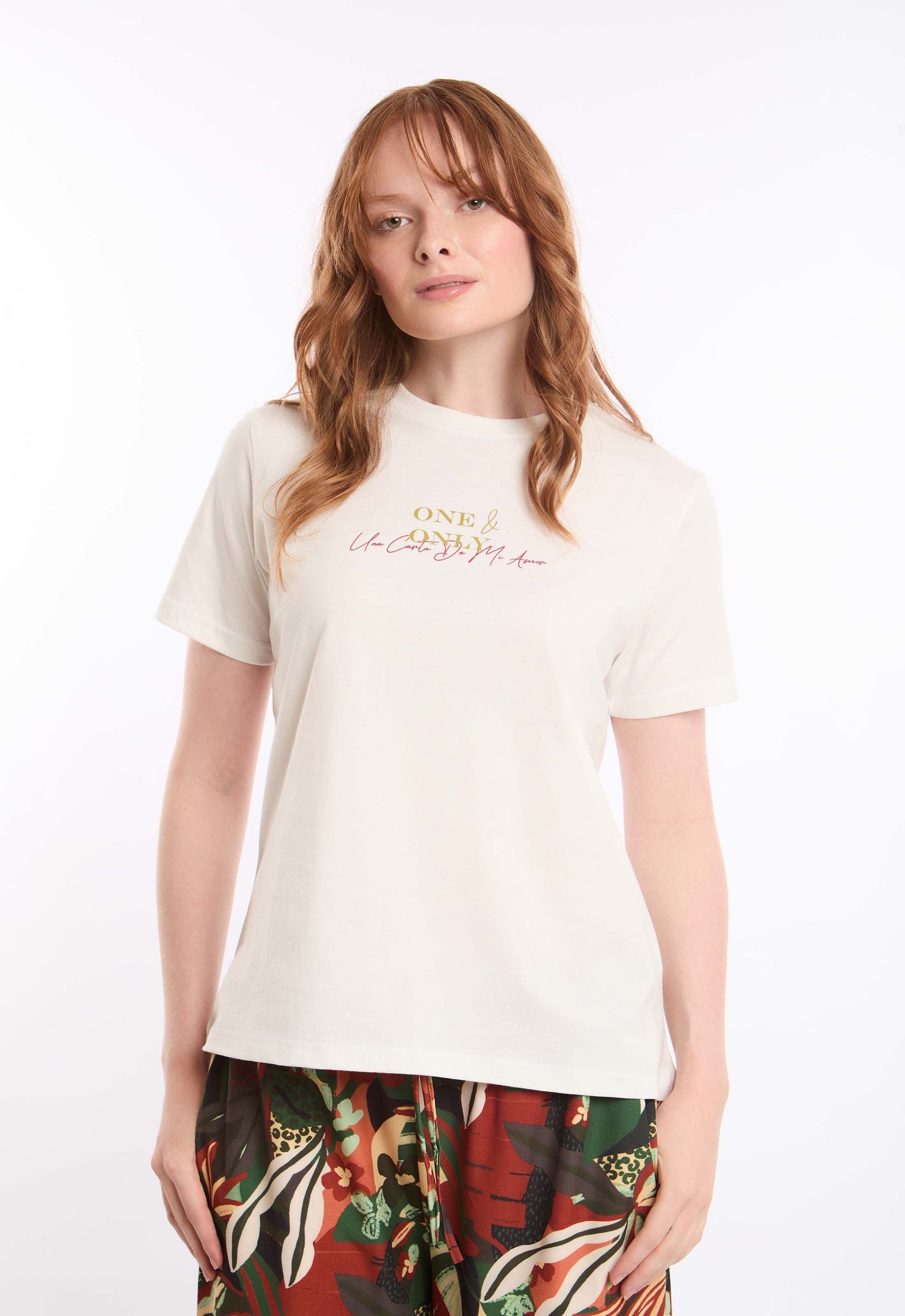 Crew Neck Printed "One & Only" Tee