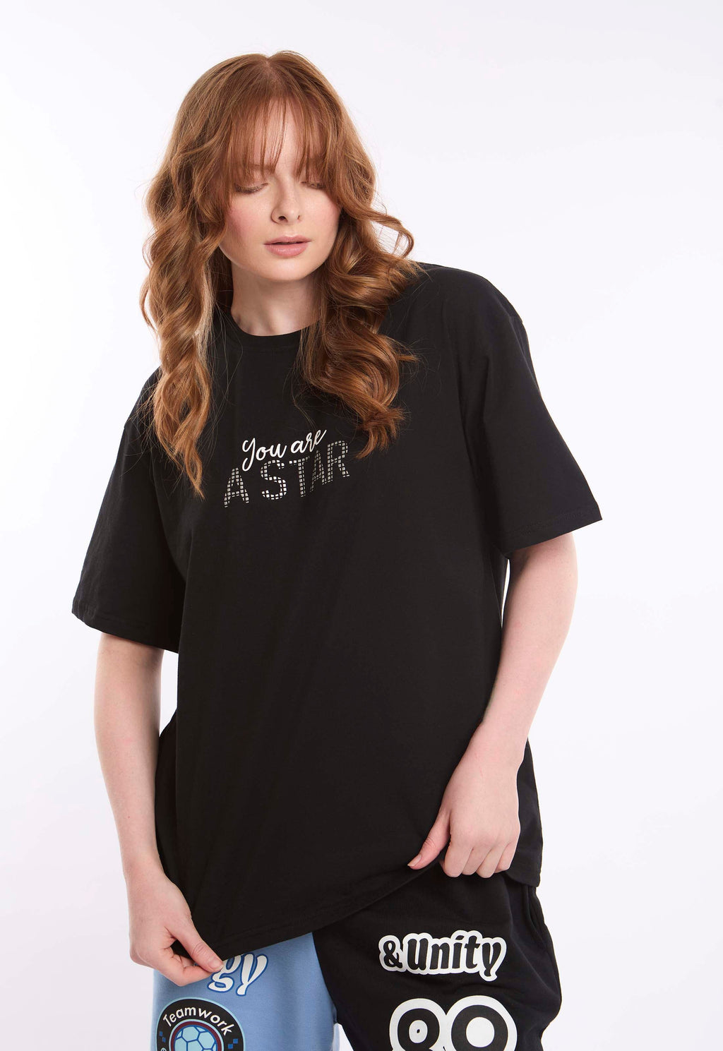 "You Are Star" Printed Elbow Sleeves Tee