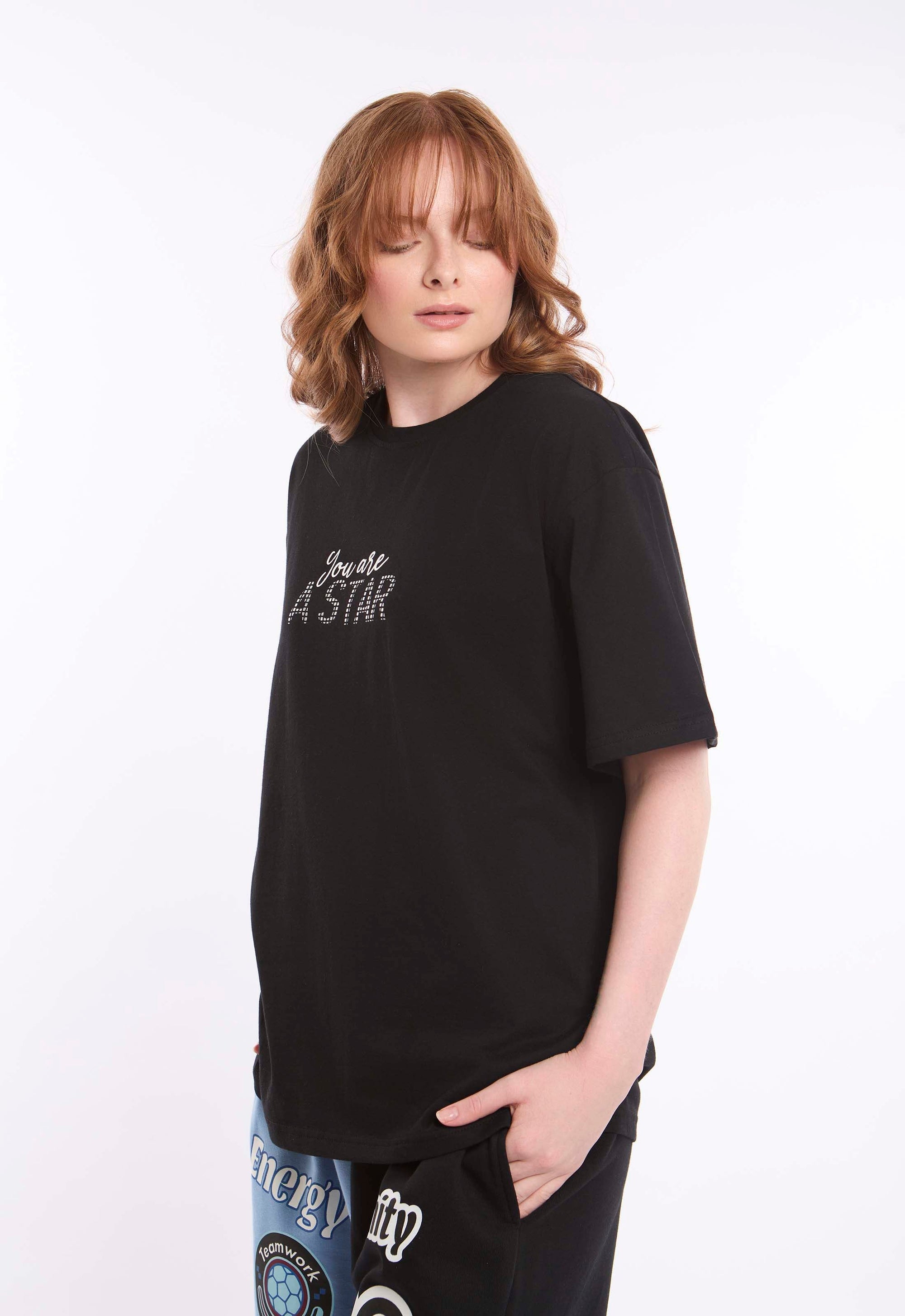 "You Are Star" Printed Elbow Sleeves Tee