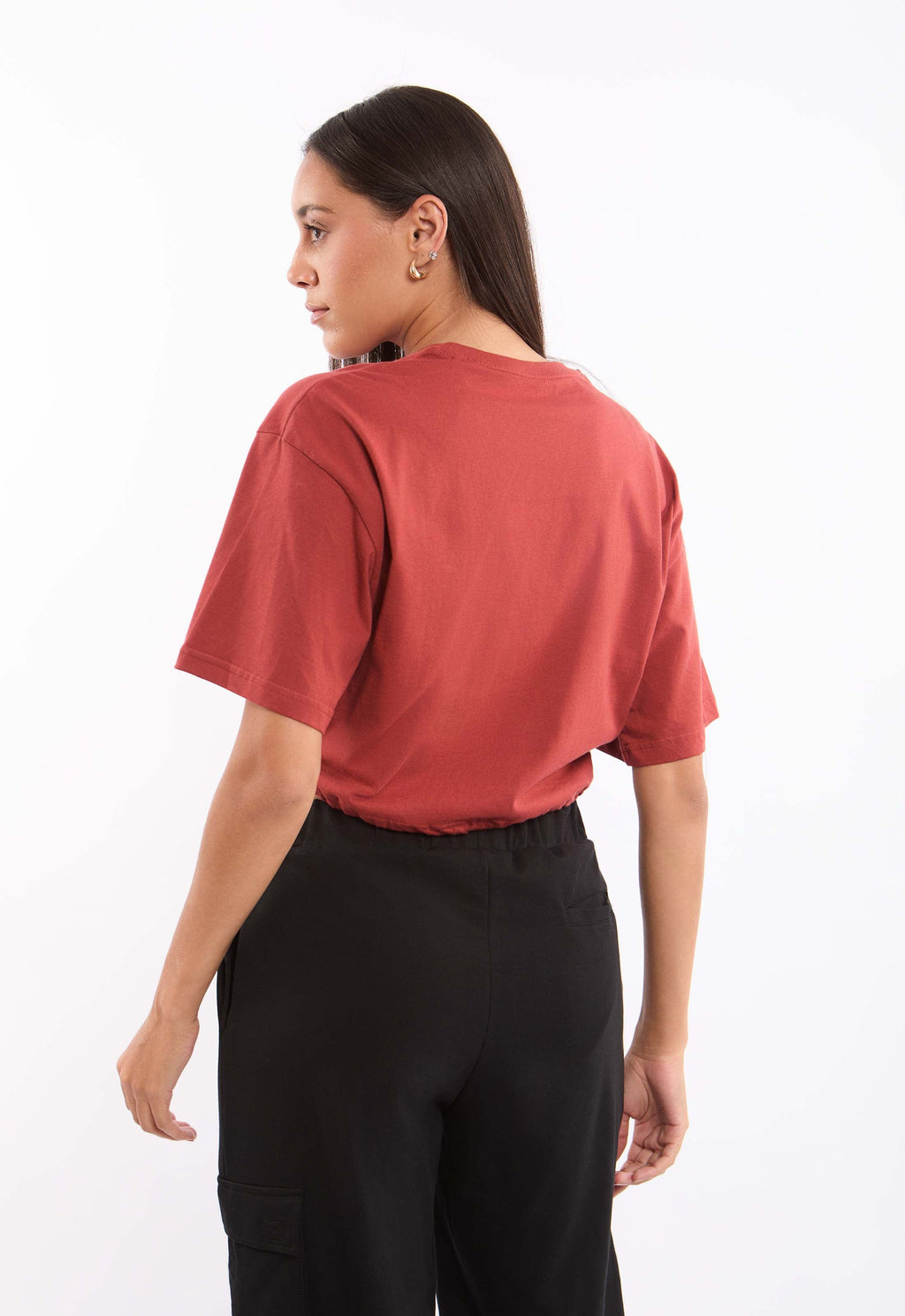 Elbow Sleeves Short Tee with Drawstring Trim