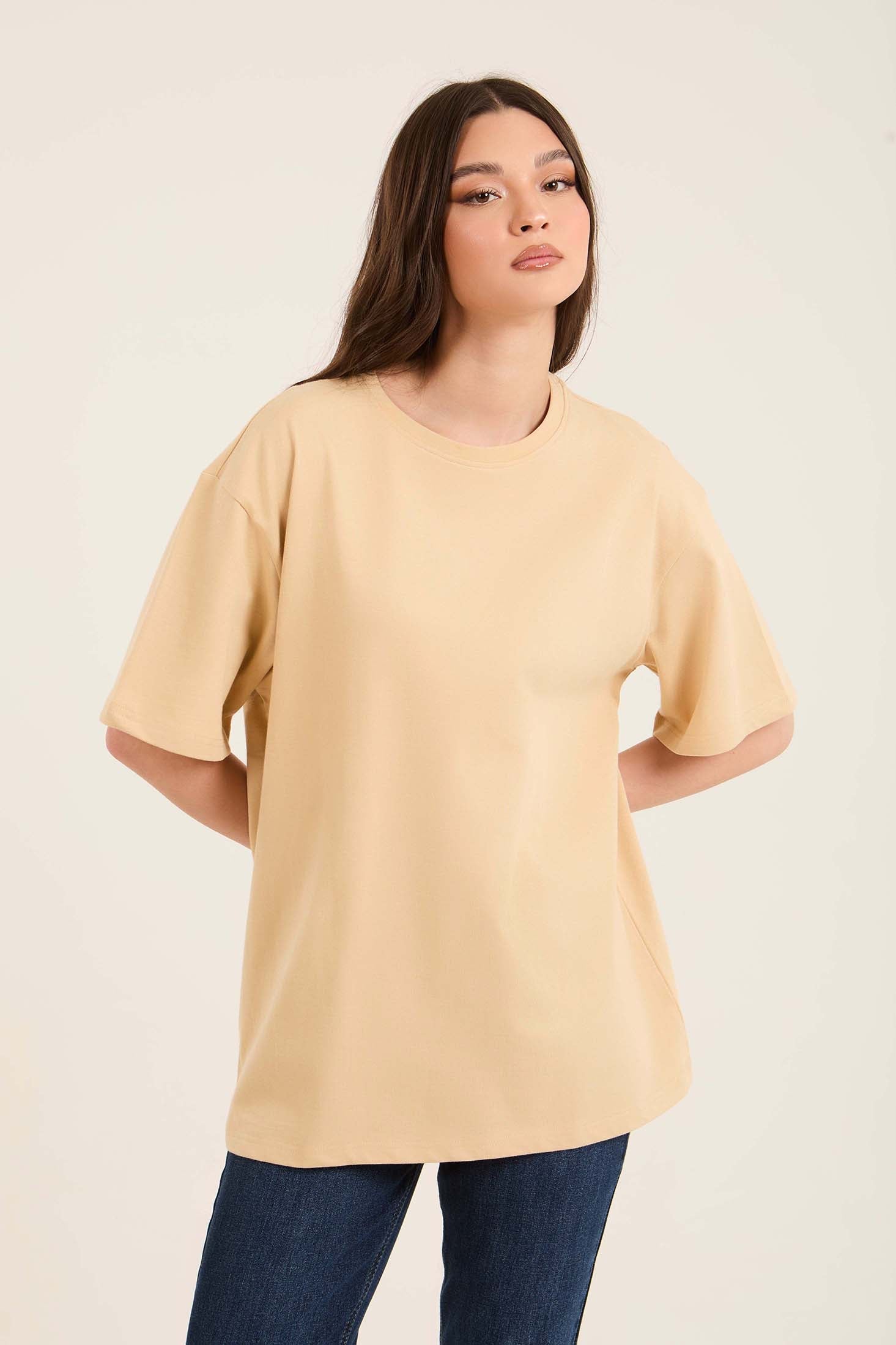 Solid Relaxed Fit Basic Cotton Tee