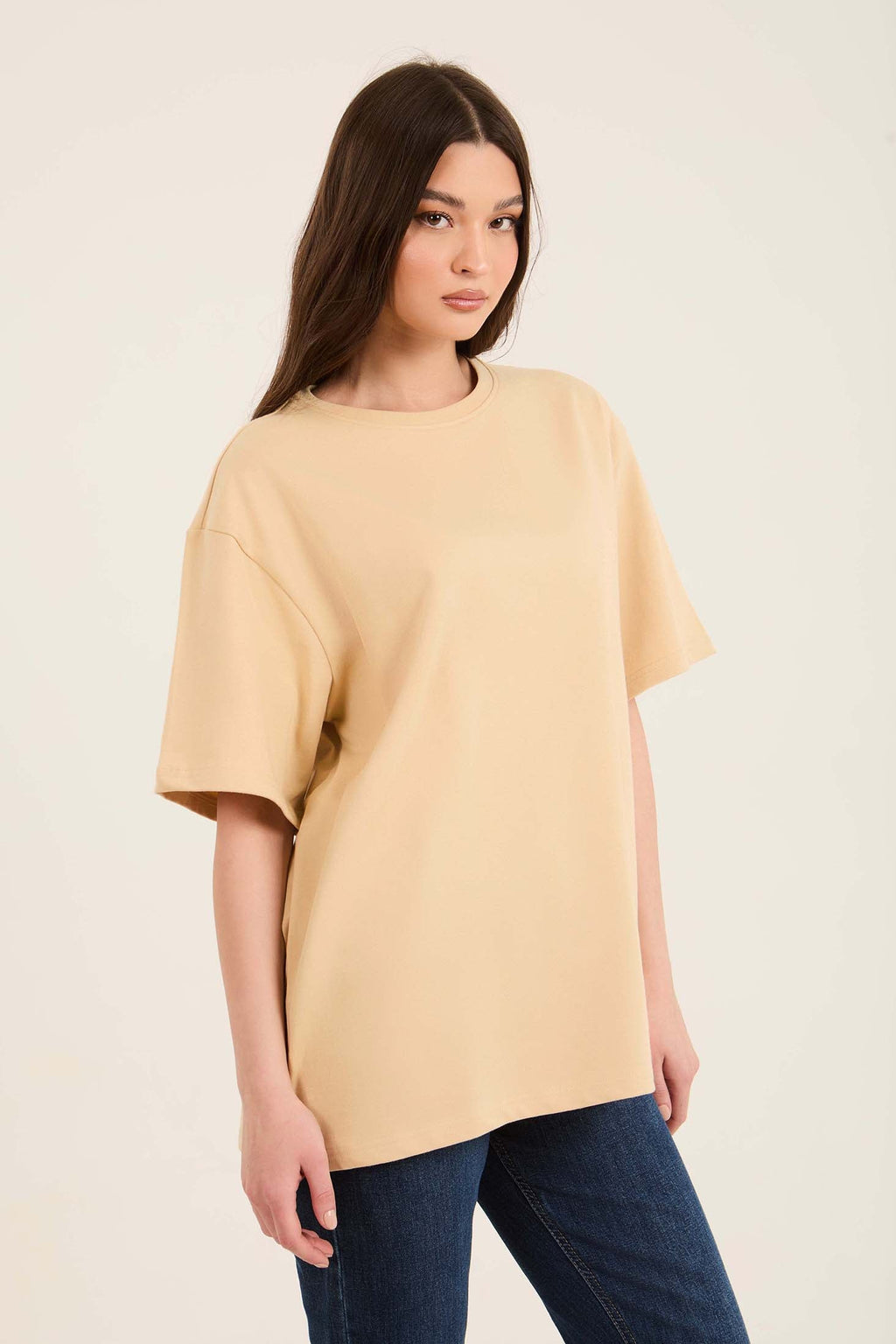 Solid Relaxed Fit Basic Cotton Tee