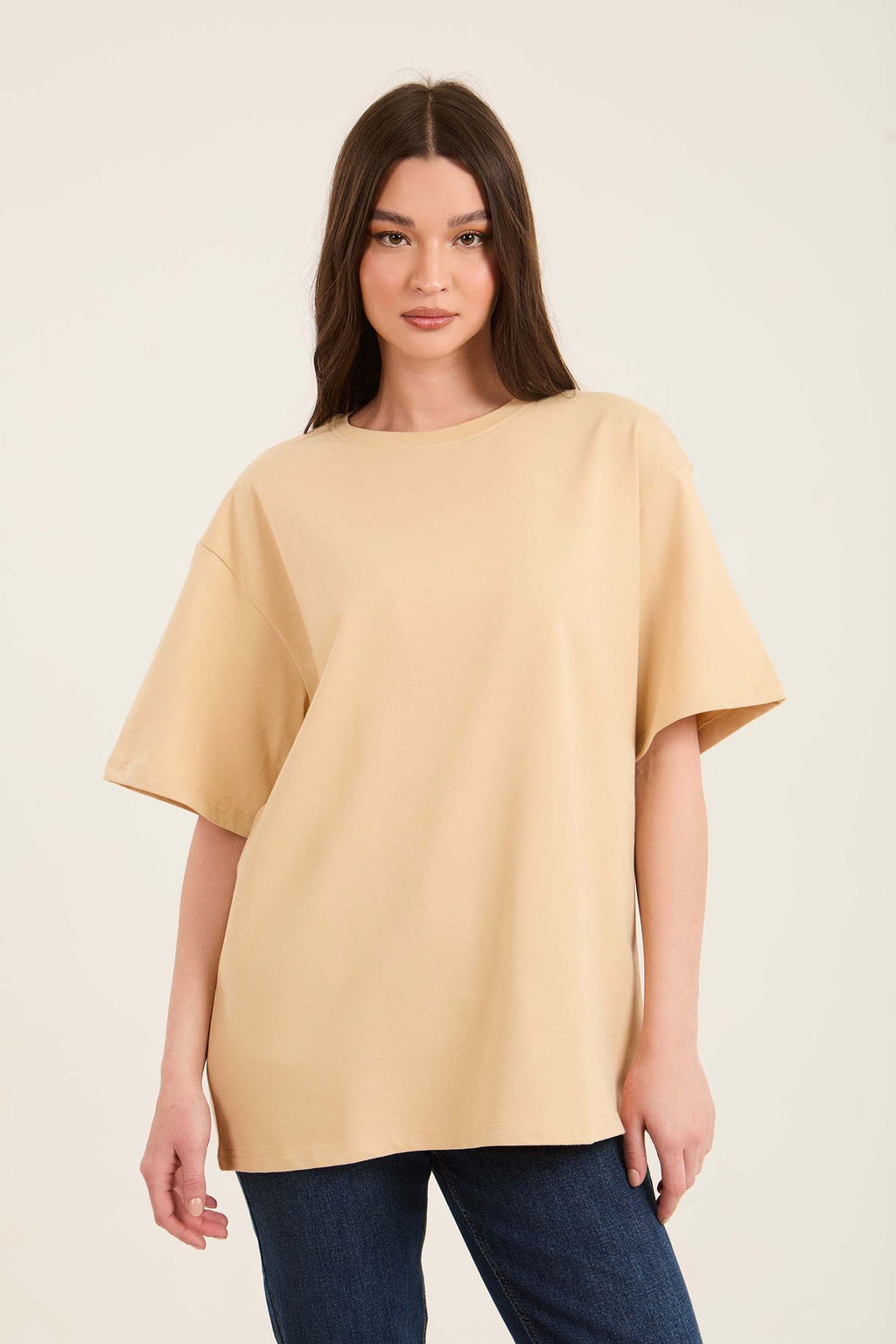 Solid Relaxed Fit Basic Cotton Tee