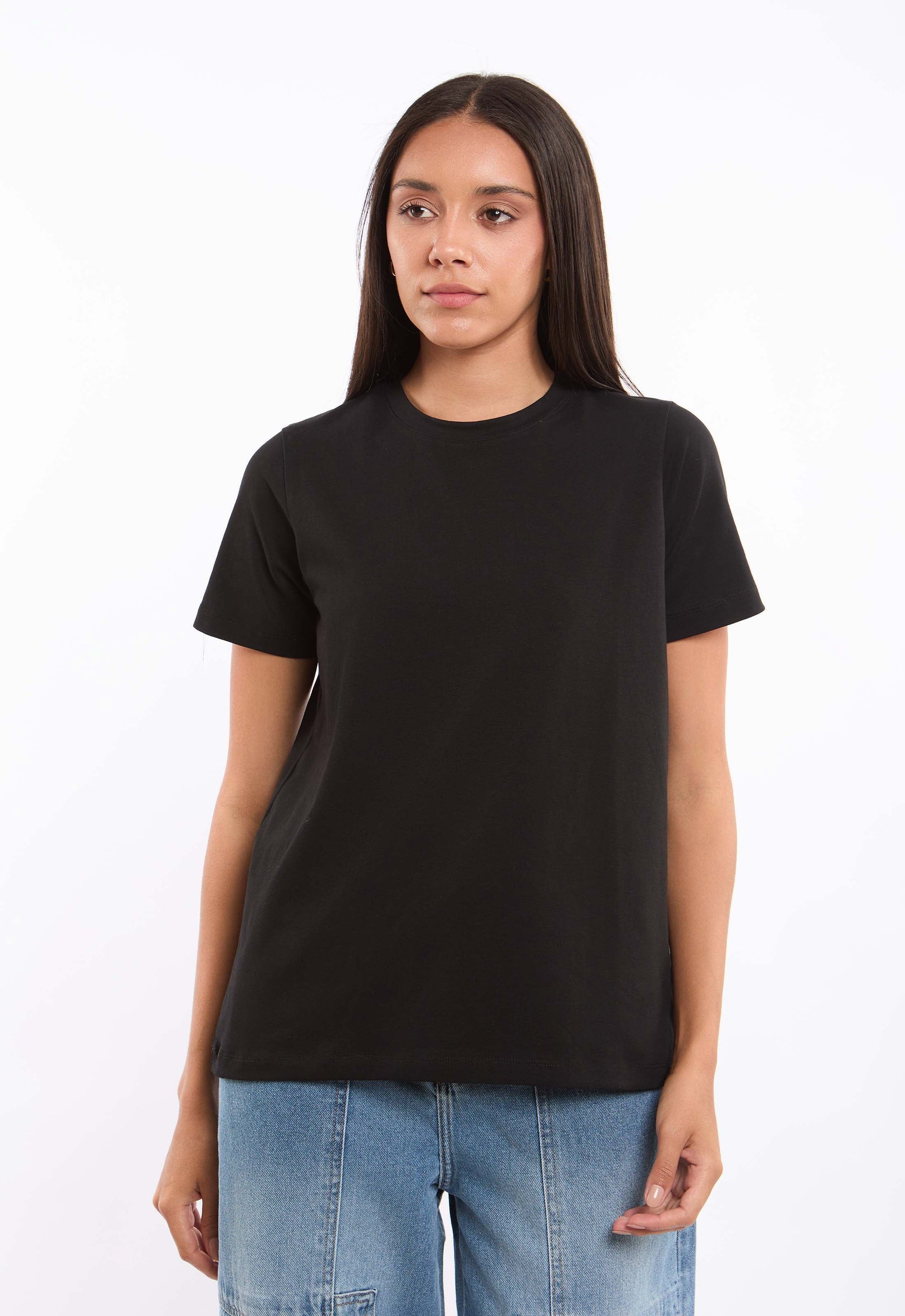 Slip On Solid Pattern Basic Tee