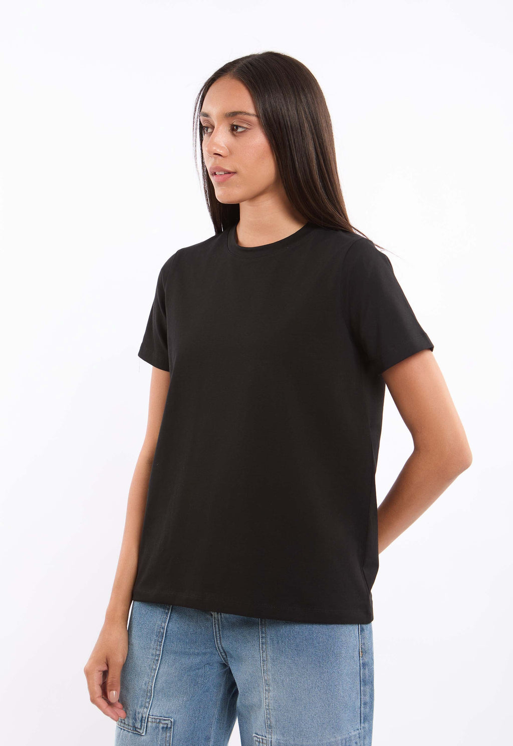 Slip On Solid Pattern Basic Tee