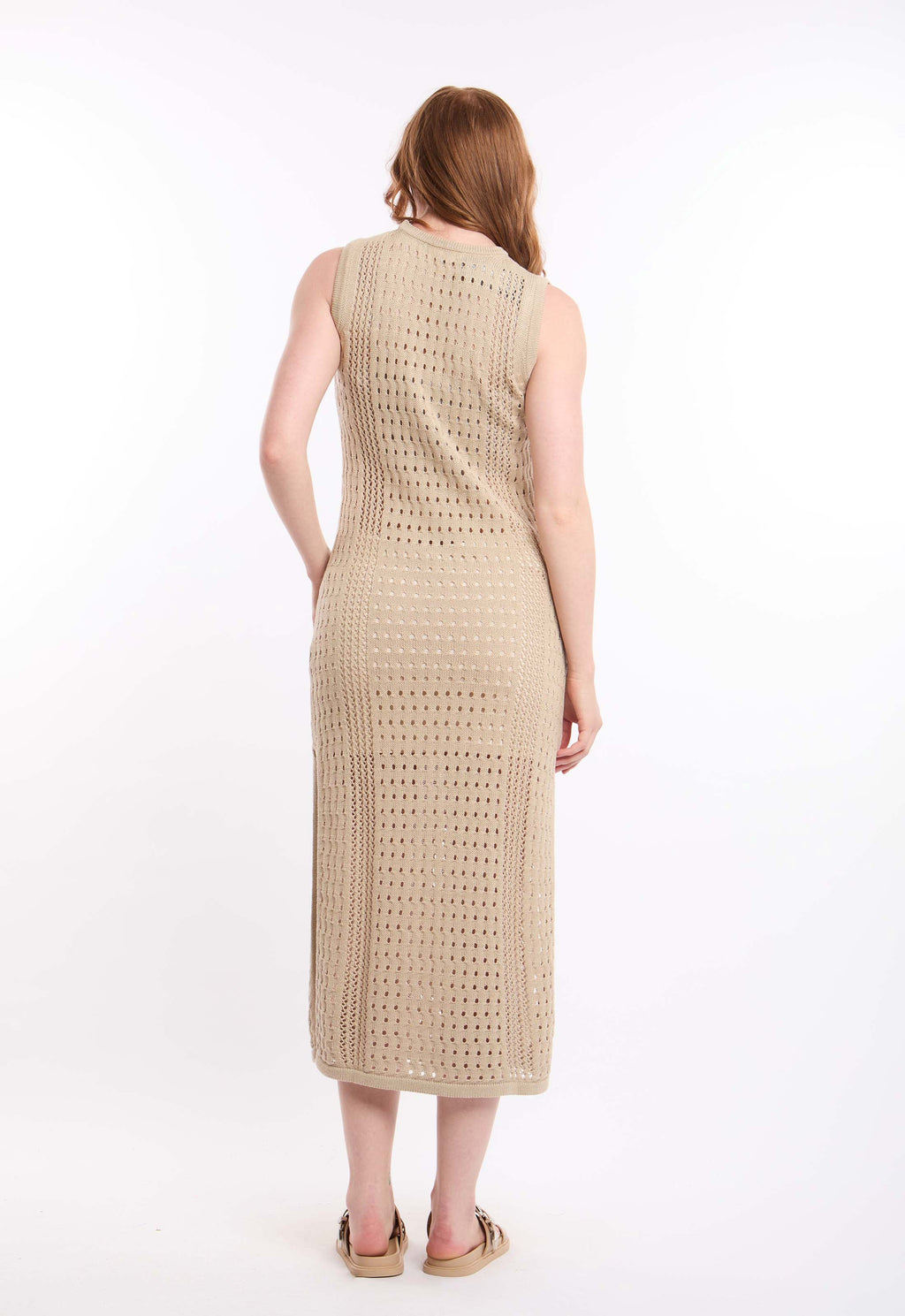 Long Crochet Coverup with Open Knit Design