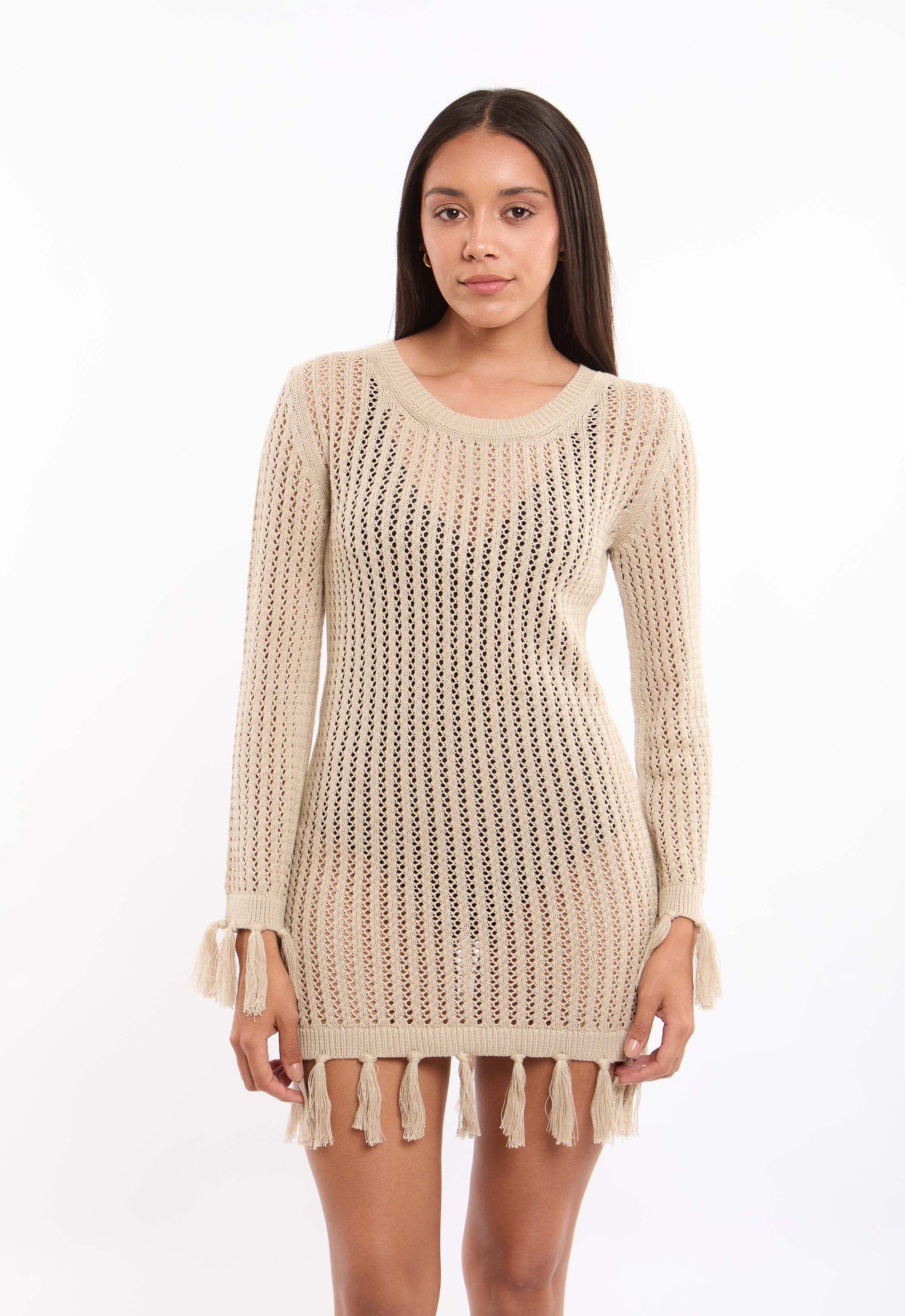 Crochet Cotton Cover-Up with Fringe Hem