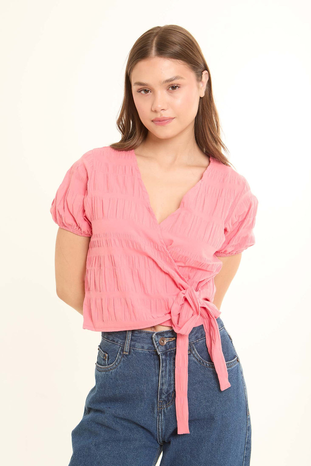 Deep V-Neck Lace-Up Summer Top