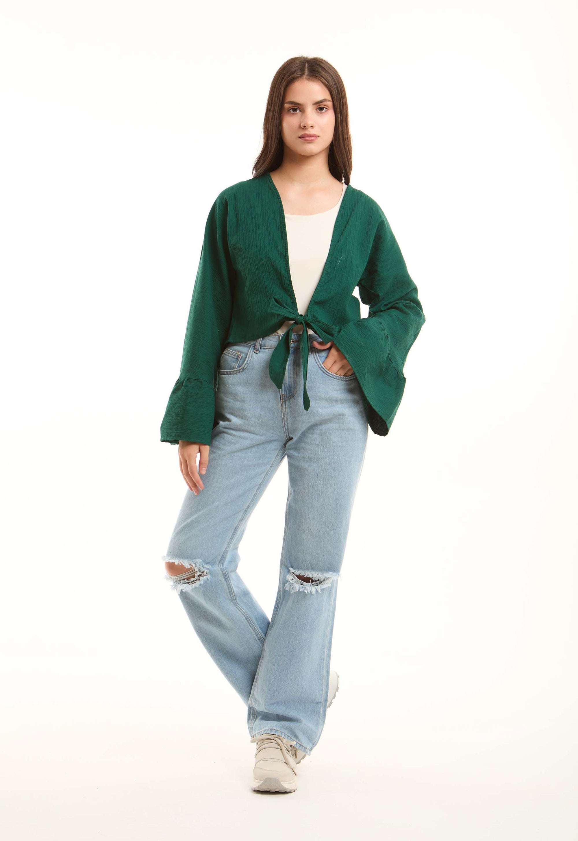 Distressed Straight-Leg Jeans