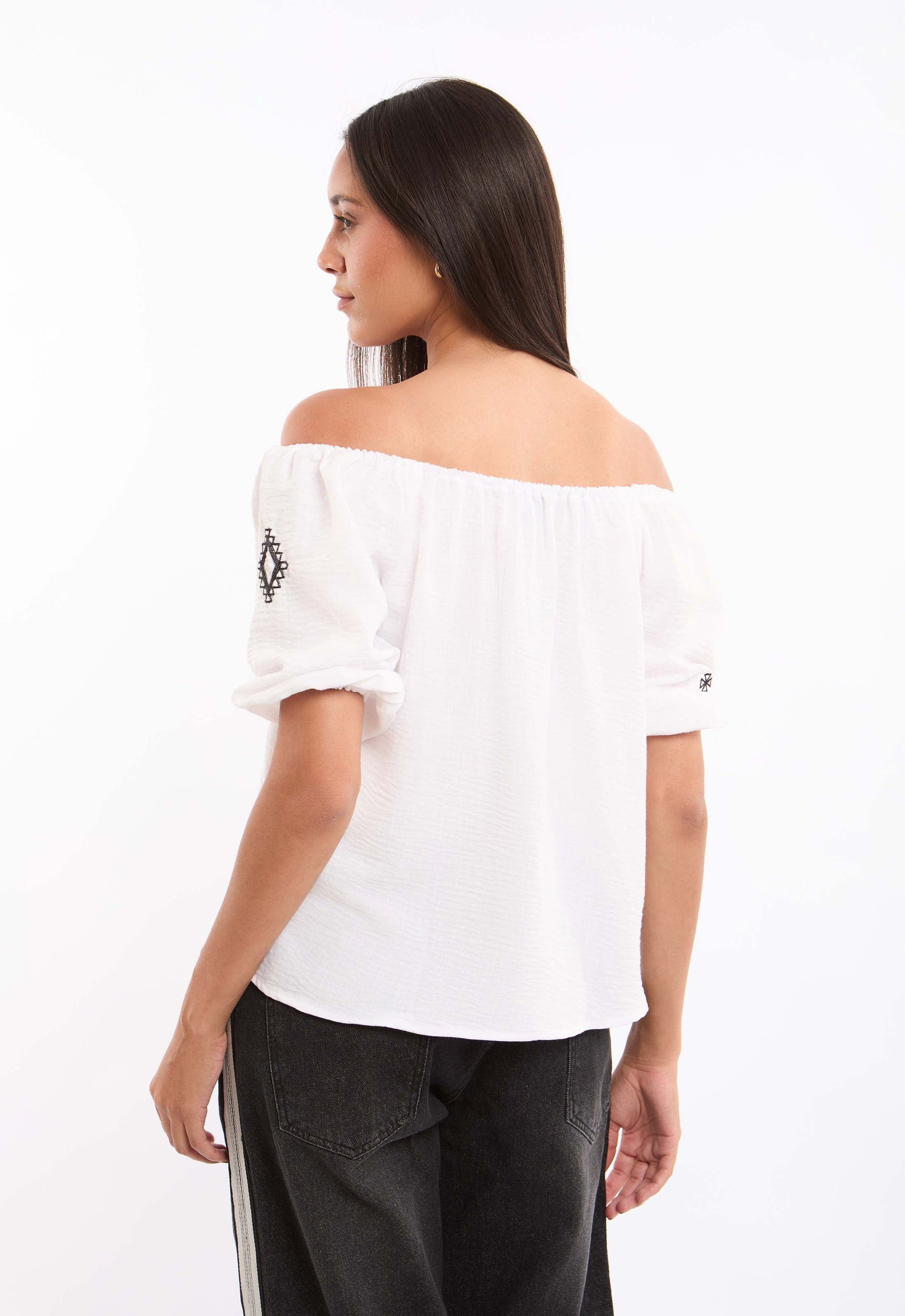 Off-Shoulder Embroidered Blouse