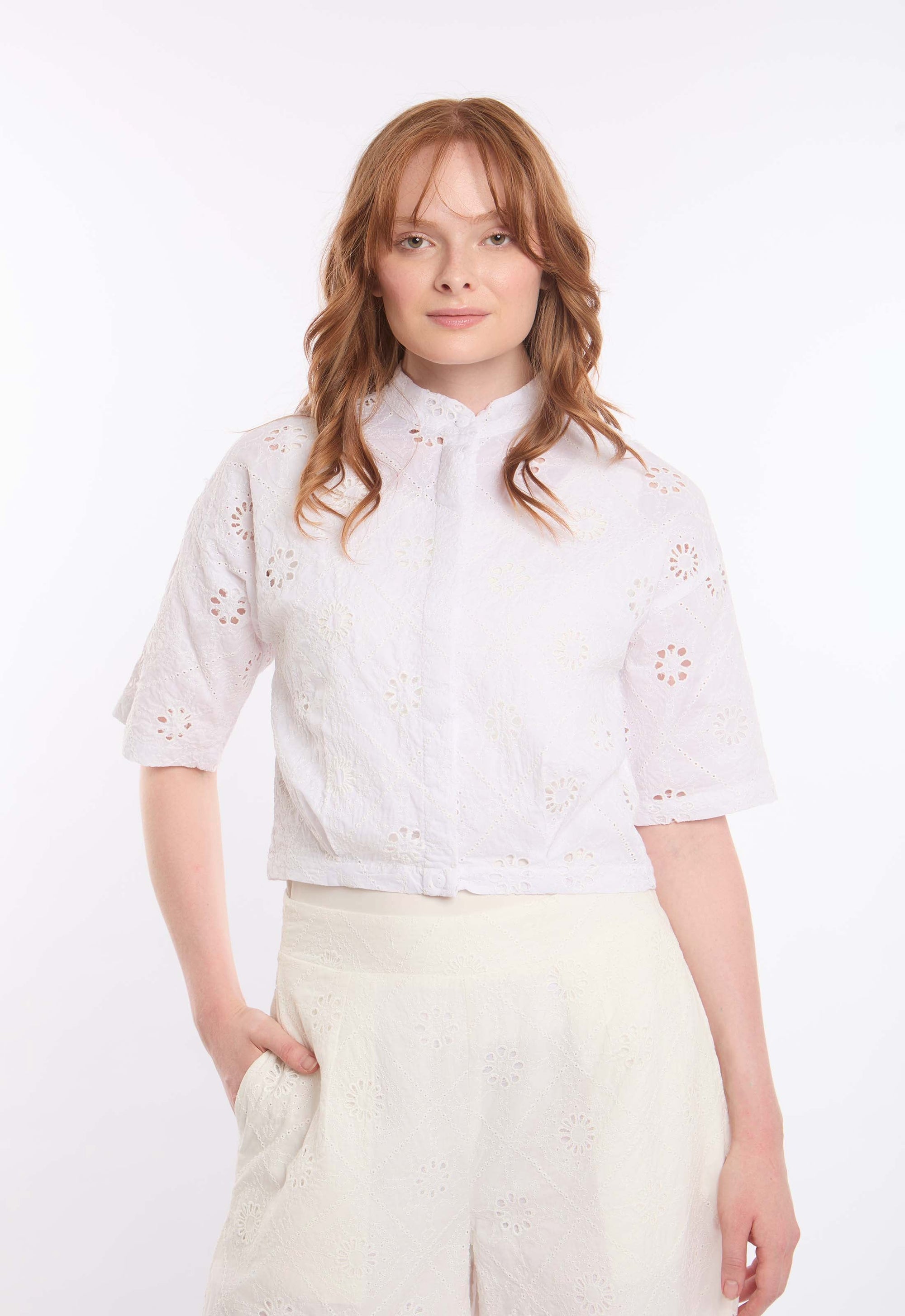 Embroidered Eyelet Short Shirt