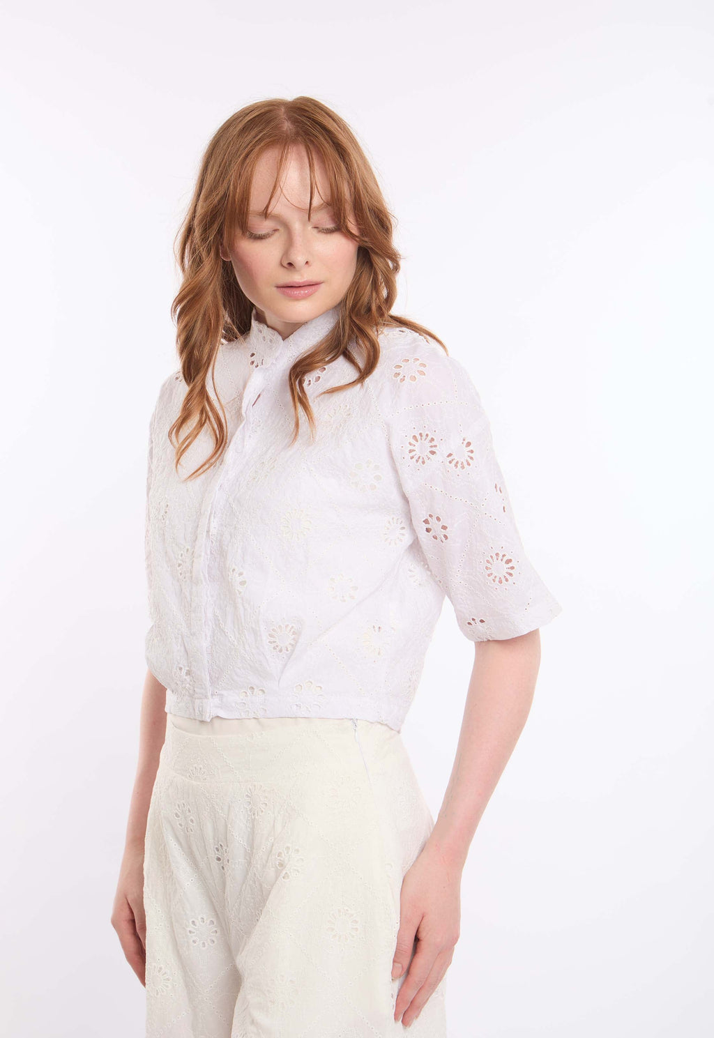 Embroidered Eyelet Short Shirt