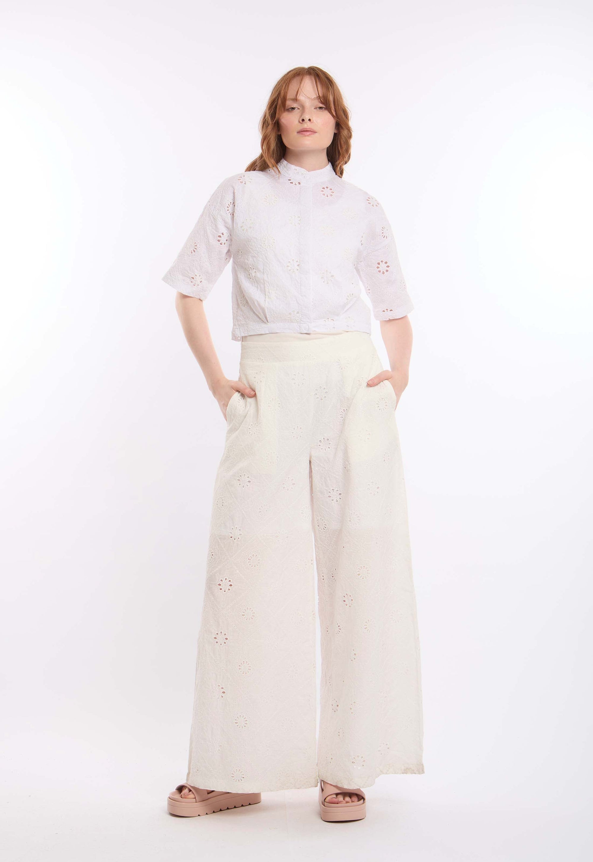 Embroidered Eyelet Short Shirt