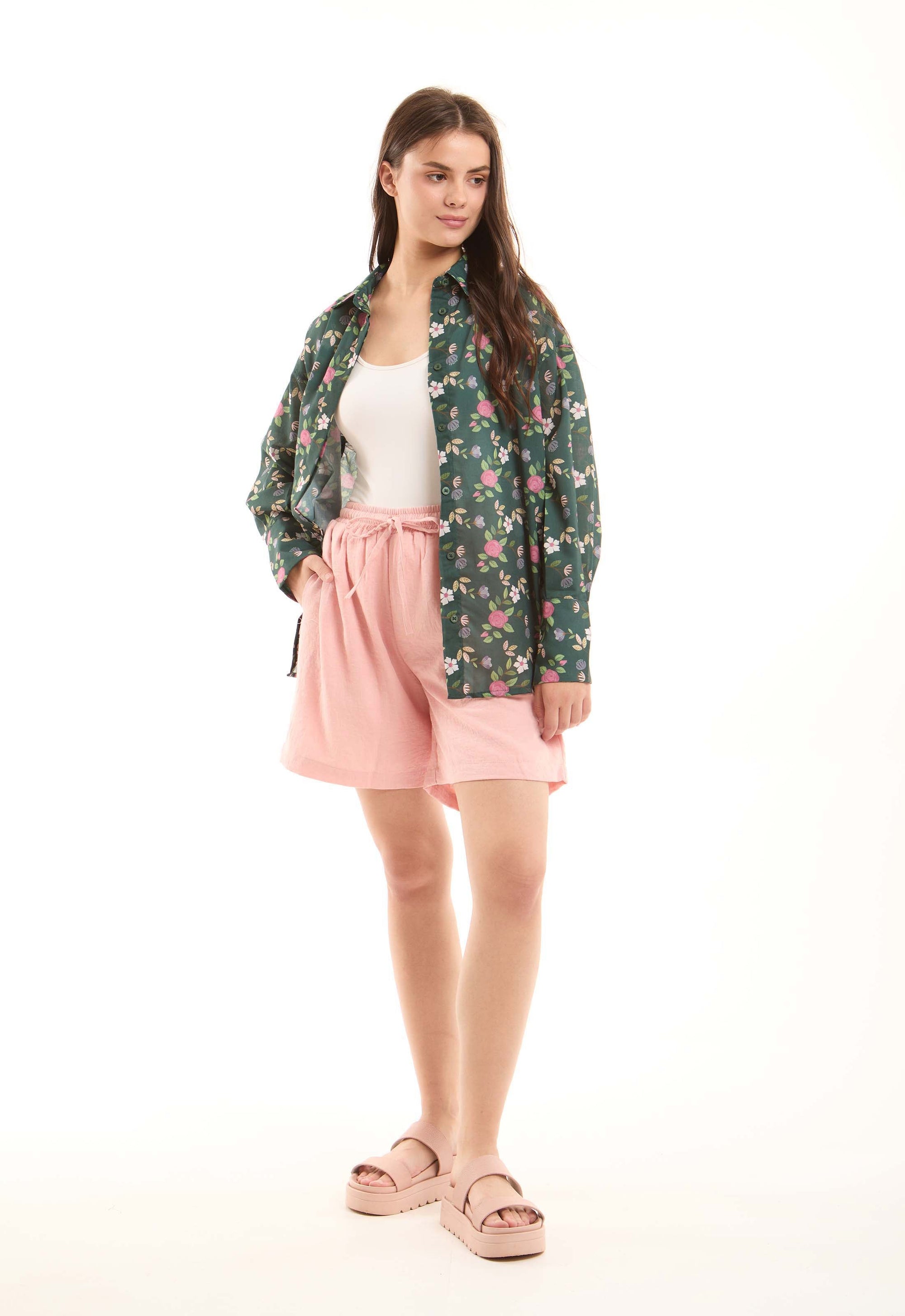 Flowy Floral Button-Down Oversized Shirt