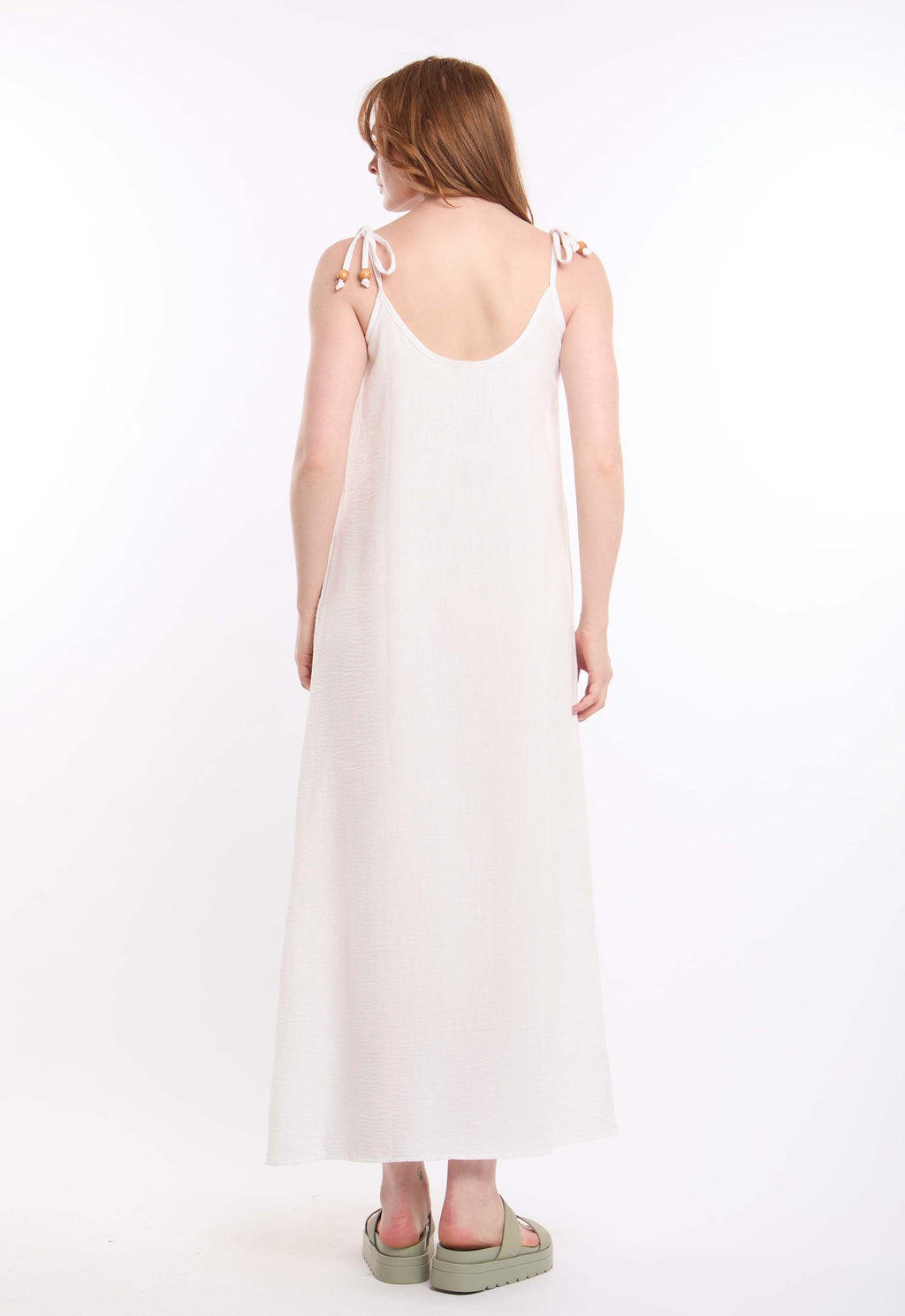 Textured Lace-Up Dress with Side Pockets