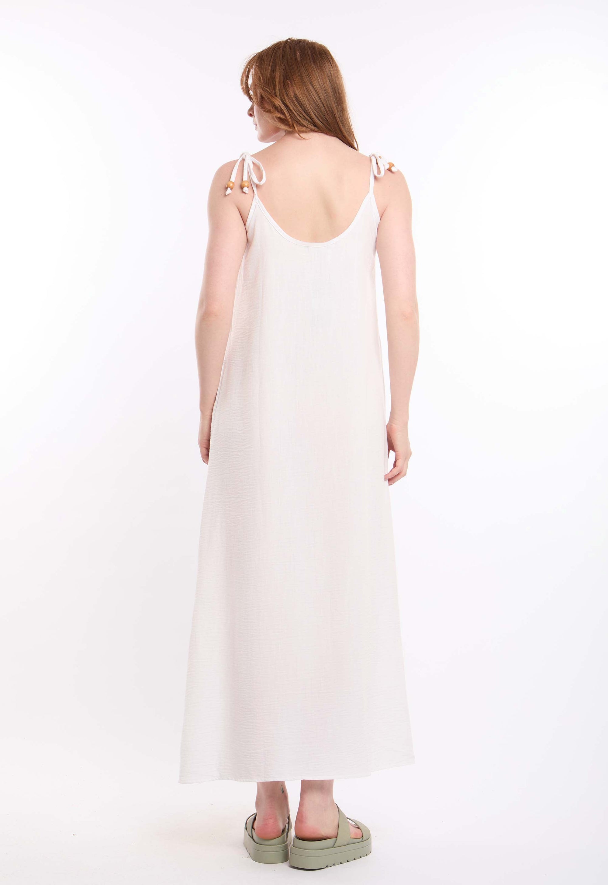 Textured Lace-Up Dress with Side Pockets