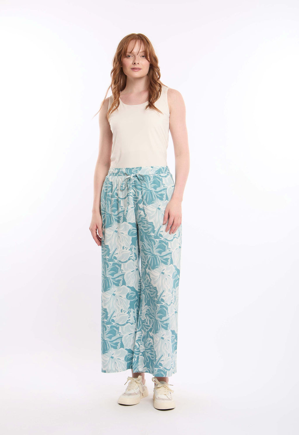 Floral Printed Viscose Wide-Leg Pants