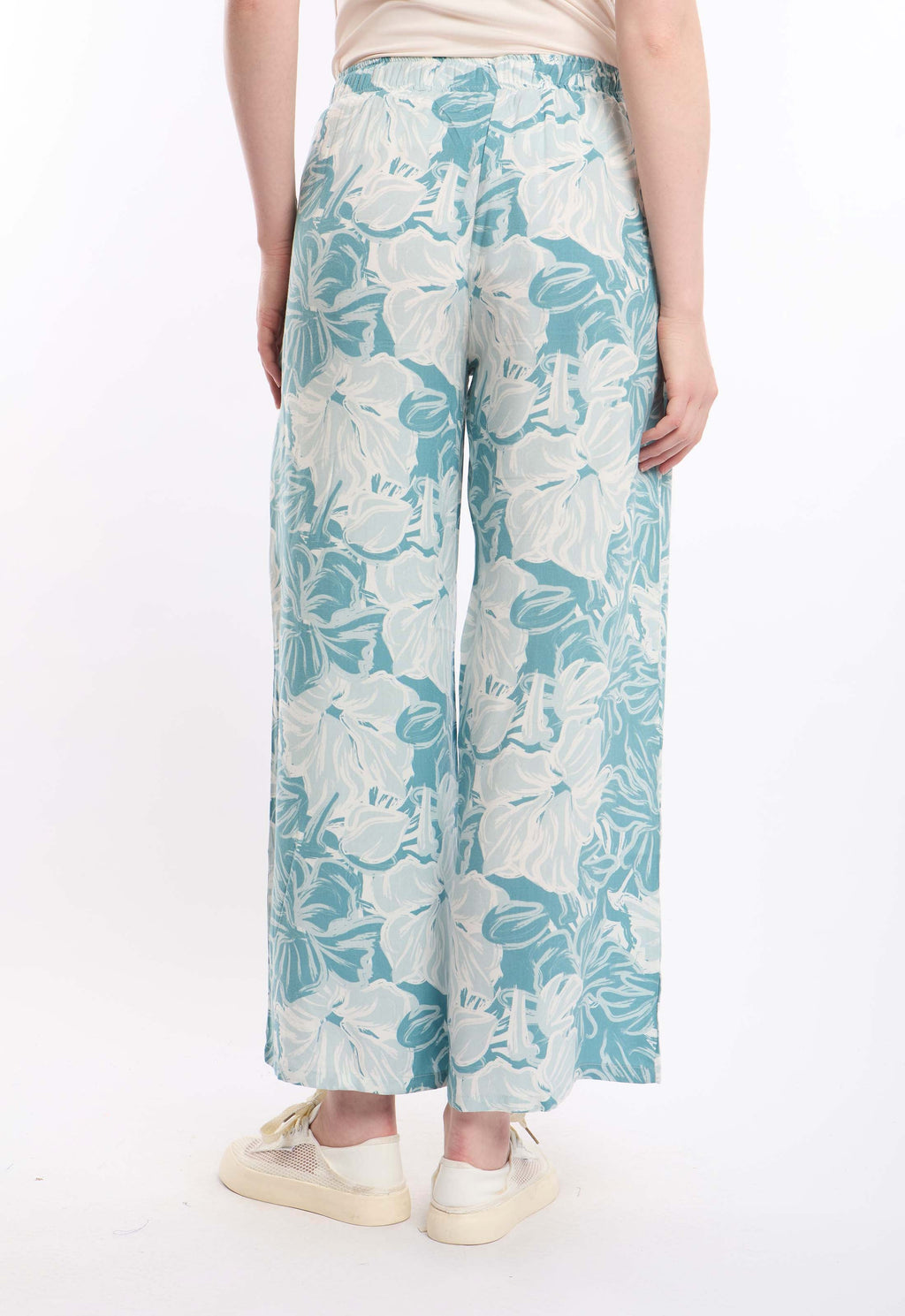 Floral Printed Viscose Wide-Leg Pants